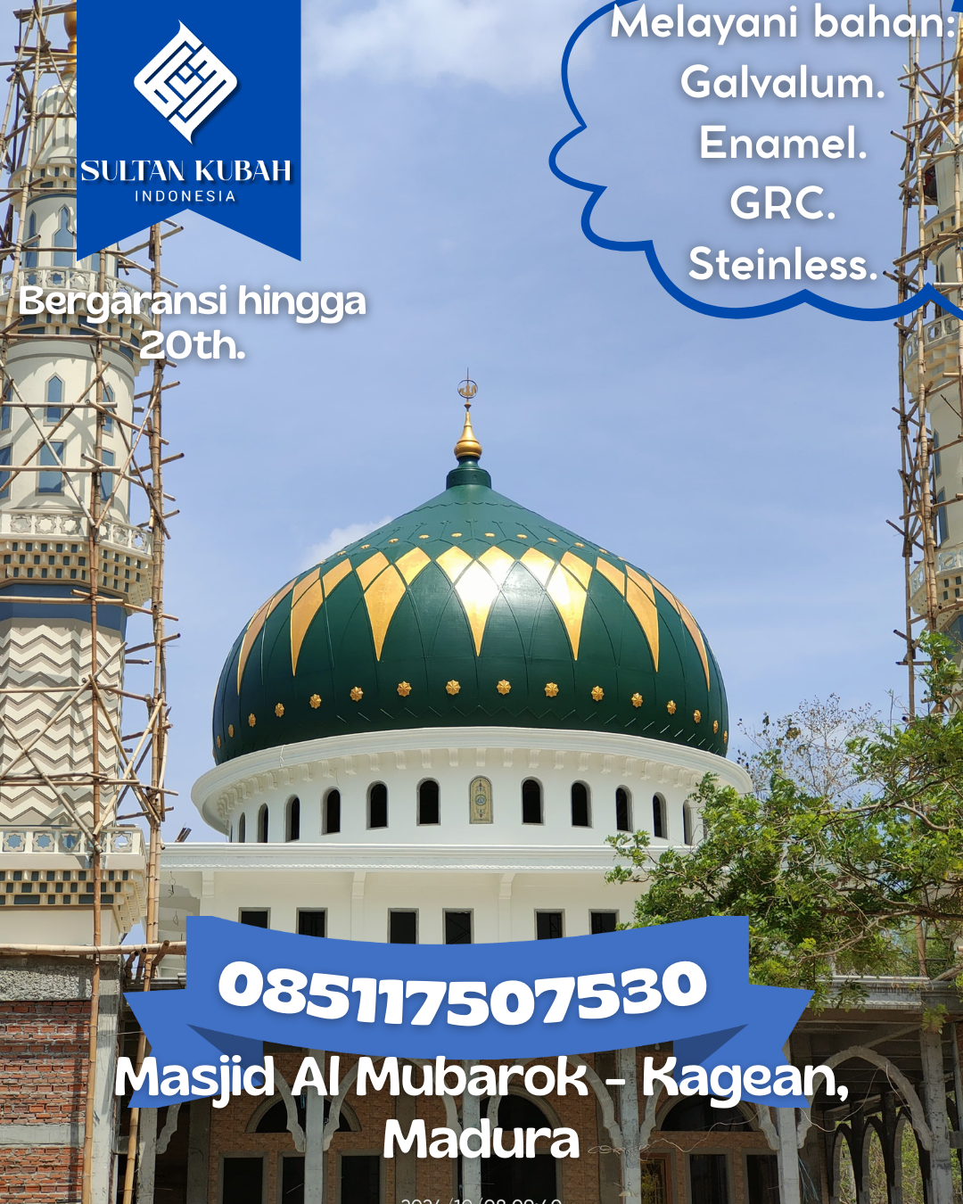 Penjual Kubah Masjid GRC Garansi Resmi dan Kualitas Bagus 085117507530 Malinau Selatan Hulu — Kab. Malinau
