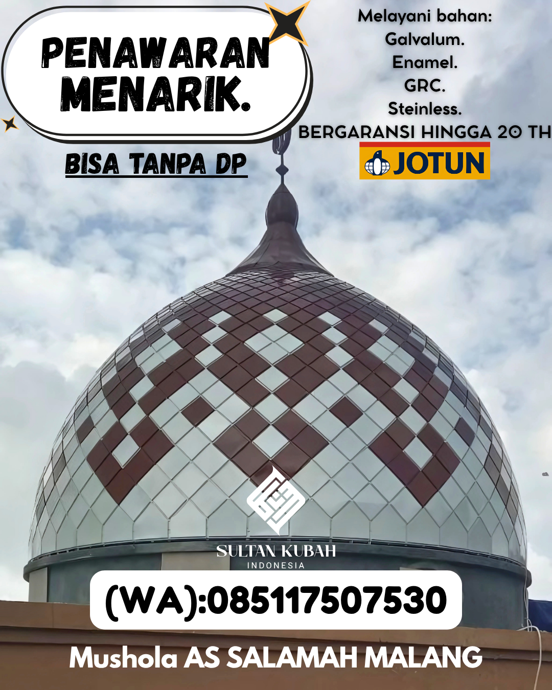 PABRIK KUBAH MASJID MODERN DI KEC Belinyu, KAB Bangka (WA: 085117507530)