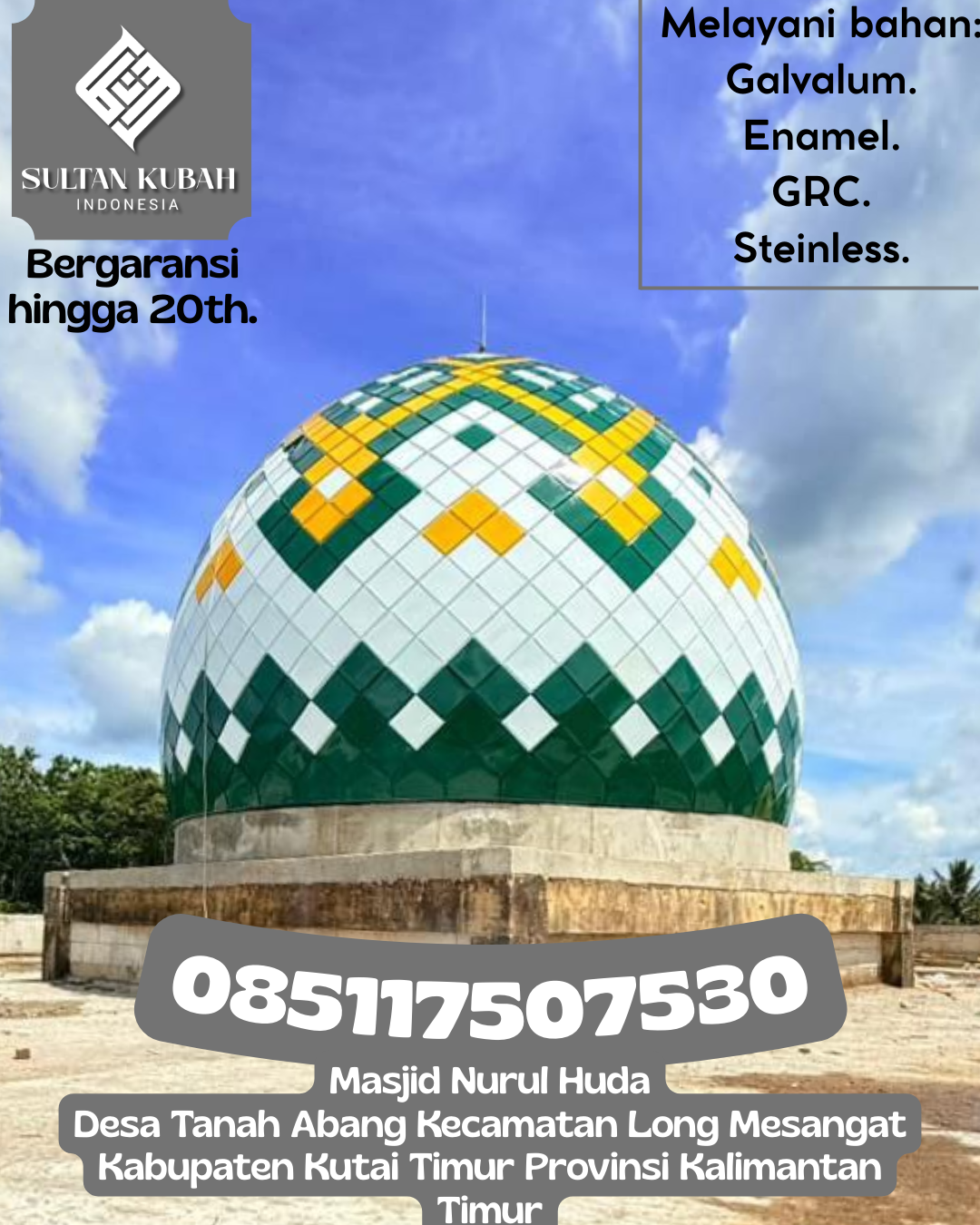 Kubah Masjid Modern Desain Elegan Kualitas Premium Bergaransi 085117507530 Soreang – Kabupaten Bandung
