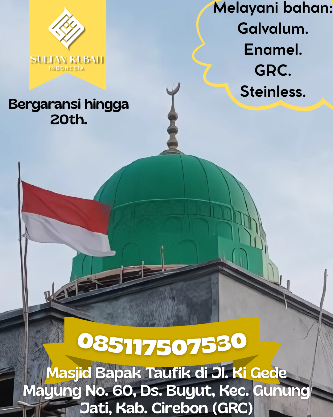 Kubah Masjid GRC Harga Pabrik Kualitas Tinggi dan Garansi 085117507530 Pujungan — Kab. Malinau