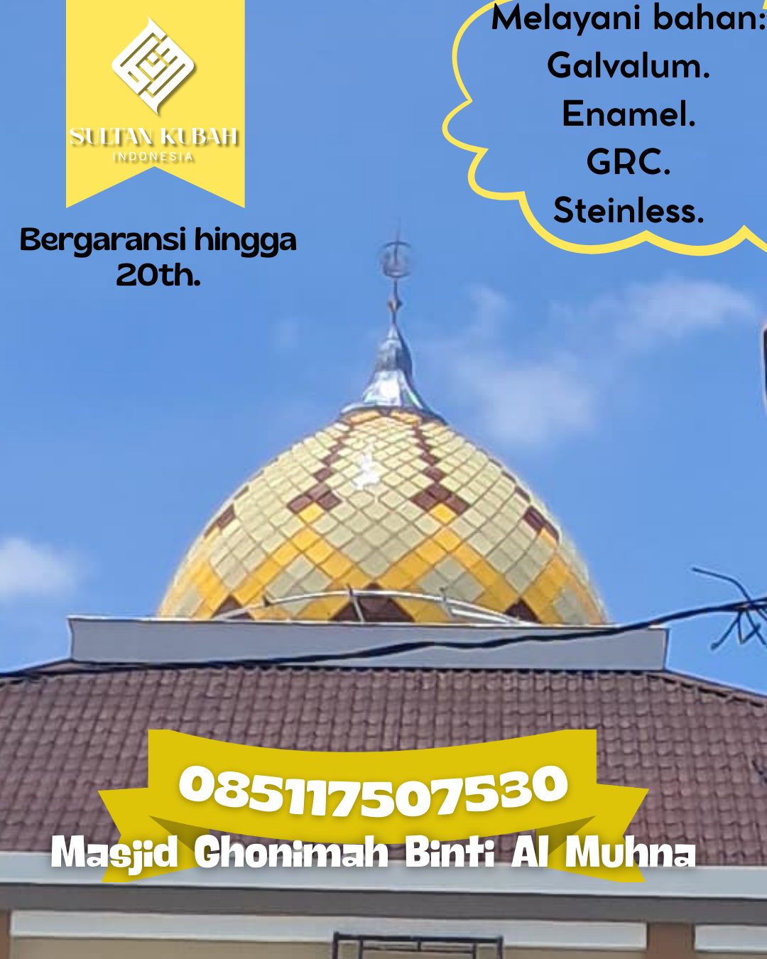 Kubah Masjid Kuat Tahan Lama dengan Finishing Elegan 085117507530 Banjar Agung — Kab. Tulang Bawang
