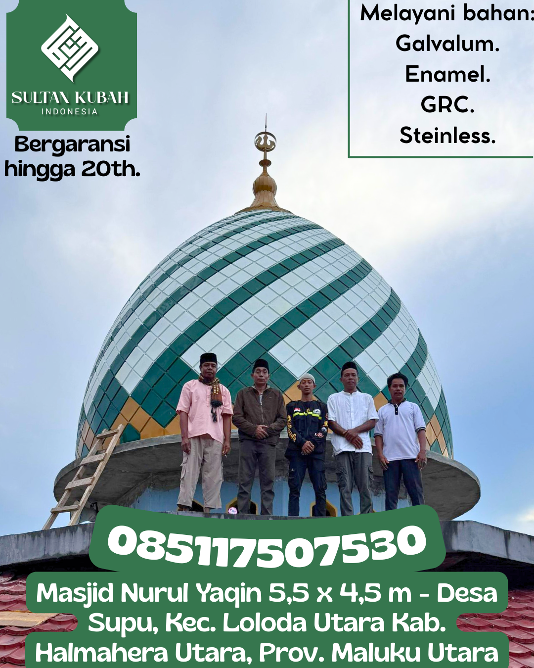 Kubah Masjid Modern Desain Elegan Kualitas Premium Bergaransi 085117507530 Turikale — Kab. Maros