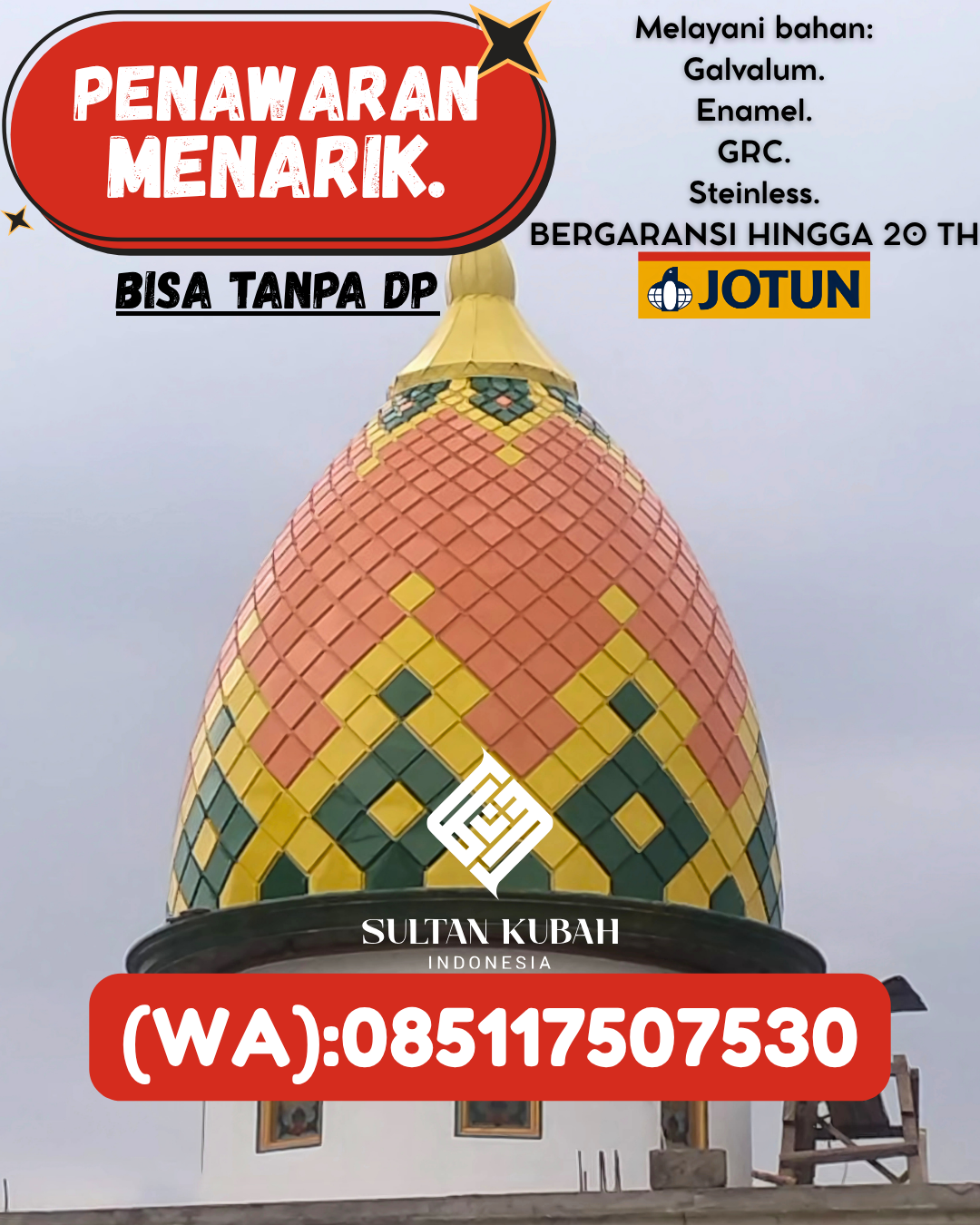 JUAL KUBAH MASJID PREMIUM DI KEC Taman Sari, KOTA Pangkalpinang (WA: 085117507530)