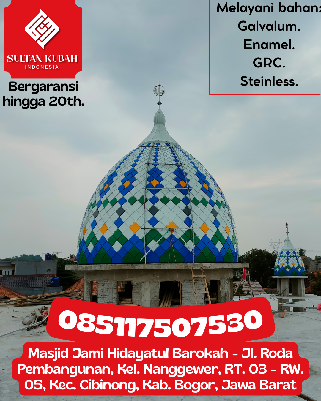 Kubah Masjid Berkualitas Premium Awet Tahan Lama Bergaransi 085117507530 Bojonegoro – Kabupaten Bojonegoro