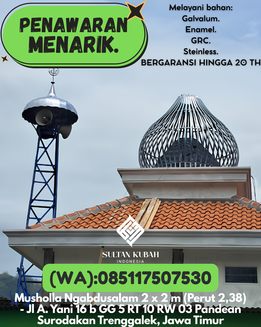 JUAL KUBAH MASJID EKSKLUSIF DI KEC Medan Johor, KOTA Medan (WA: 085117507530)