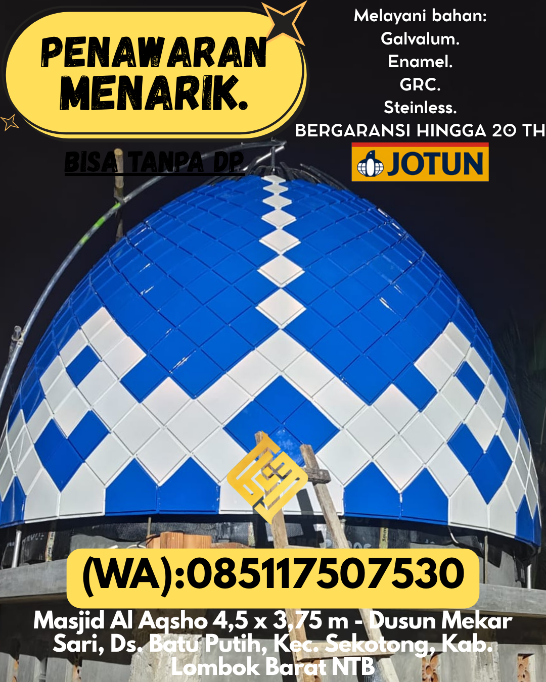 KUBAH MASJID DESAIN ELEGAN DI KEC Ngabang, KAB Landak (WA: 085117507530)