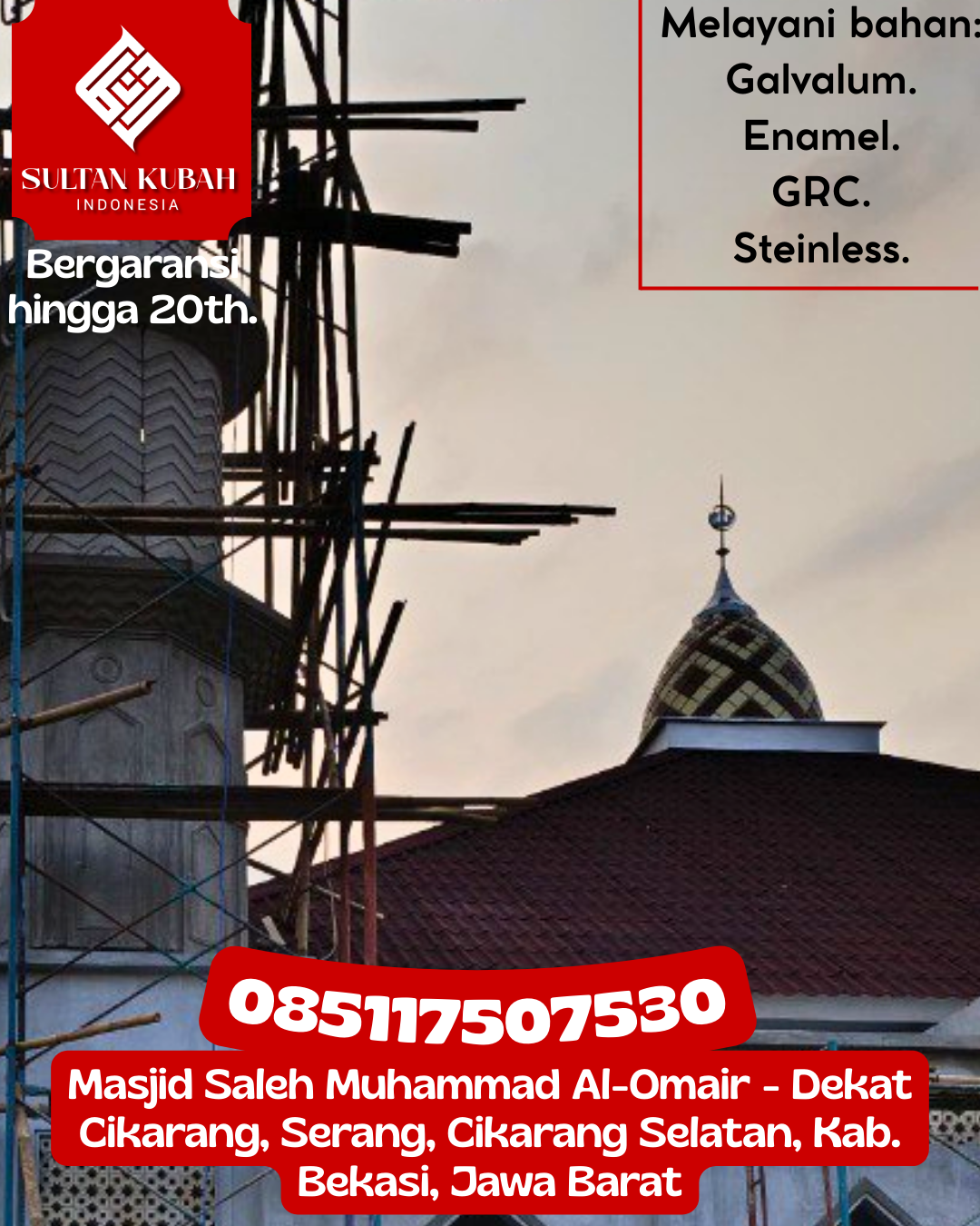 Kubah Masjid Premium Tahan Cuaca Awet Bertahun-Tahun 085117507530 Polongbangkeng Selatan – Kabupaten Takalar
