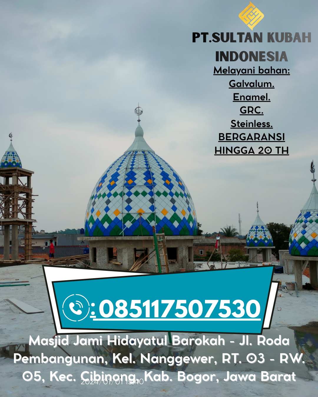 Kubah Masjid Tahan Lama Garansi 5 Tahun 085117507530 Kota Agung Barat – Tanggamus