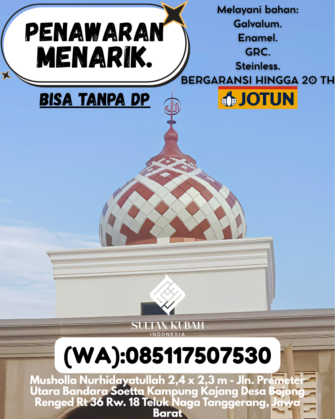 PRODUSEN KUBAH MASJID TAHAN LAMA DI KEC Suwawa, KAB Bone Bolango (WA: 085117507530)