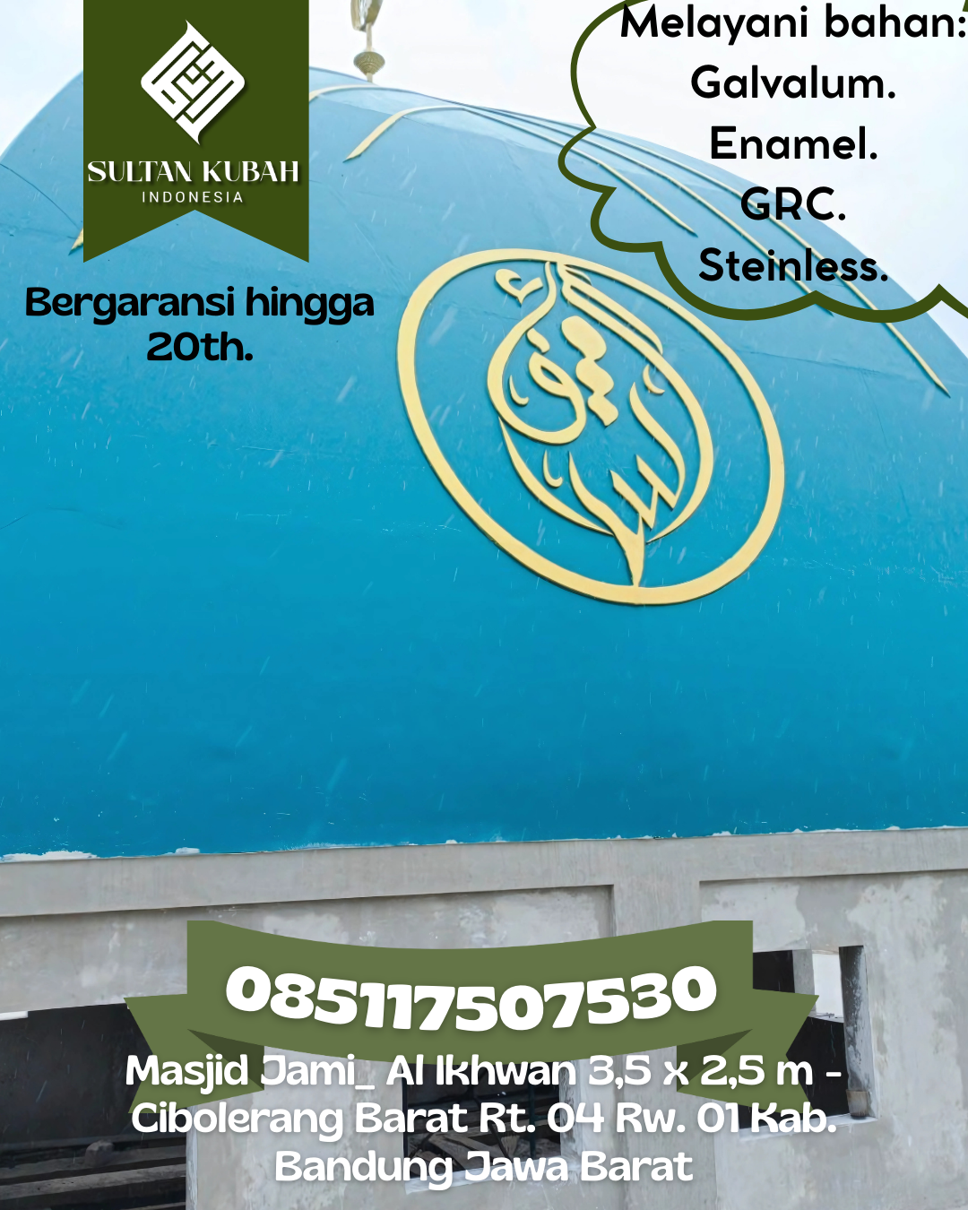 Kubah Masjid GRC Harga Pabrik Kualitas Tinggi dan Garansi 085117507530 Tandun — Kab. Rokan Hulu