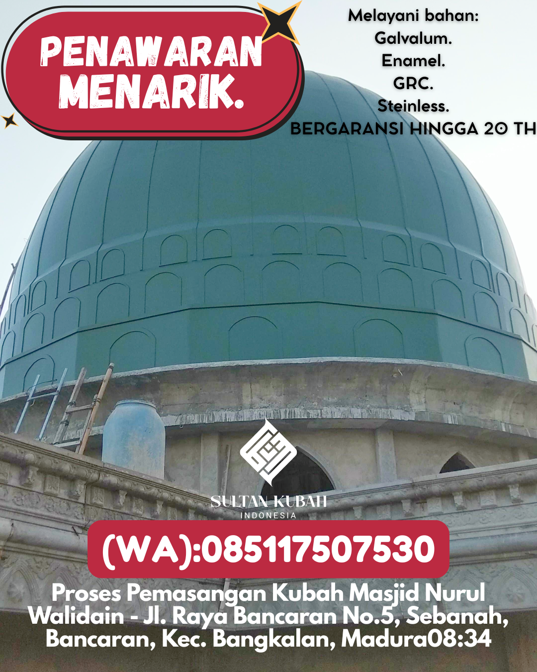 PRODUSEN KUBAH MASJID TAHAN LAMA DI KEC Klaten Tengah, KAB Klaten (WA: 085117507530)