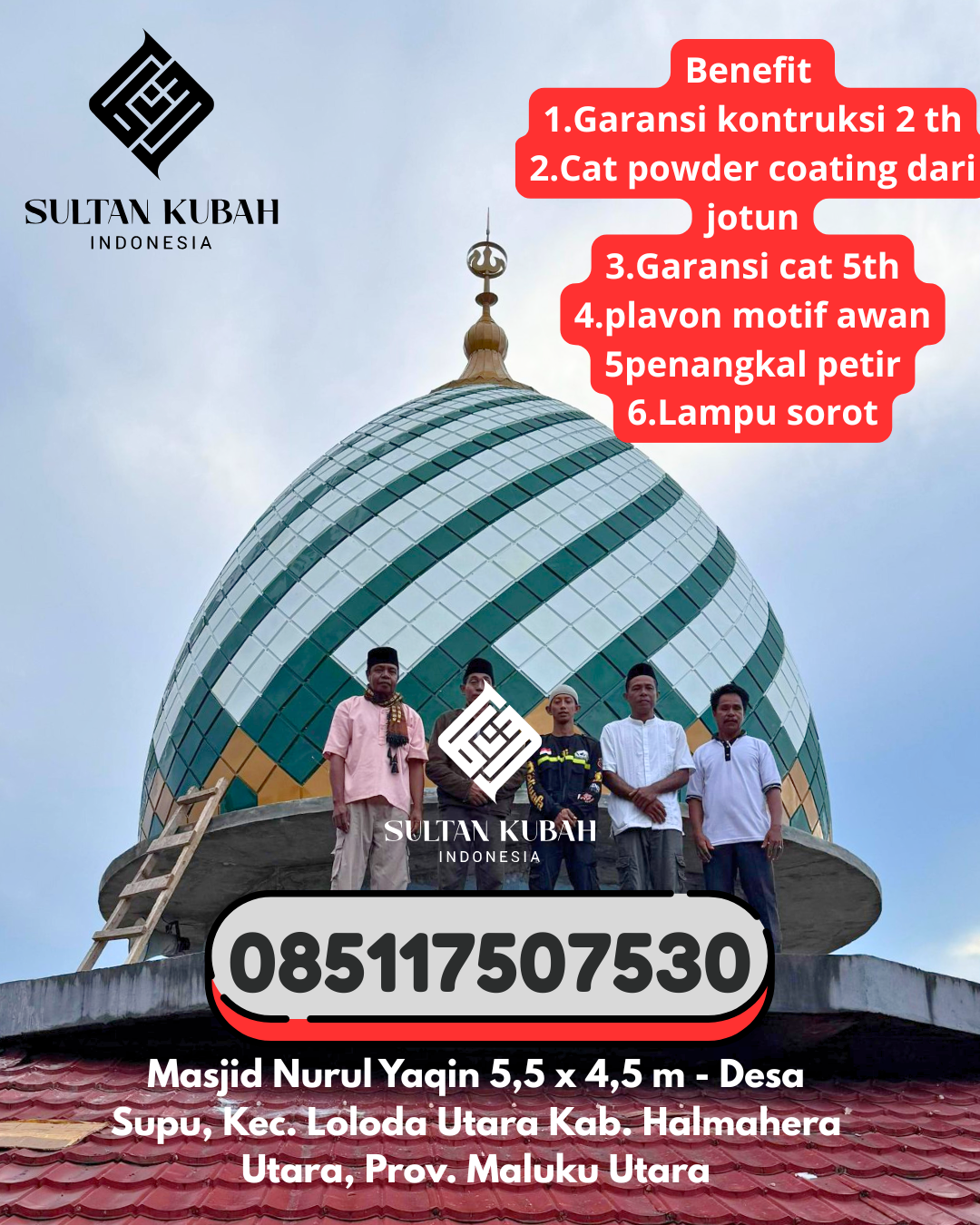 Kubah masjid galvalum kualitas unggulan, 085117507530. Plered – Kabupaten Purwakarta