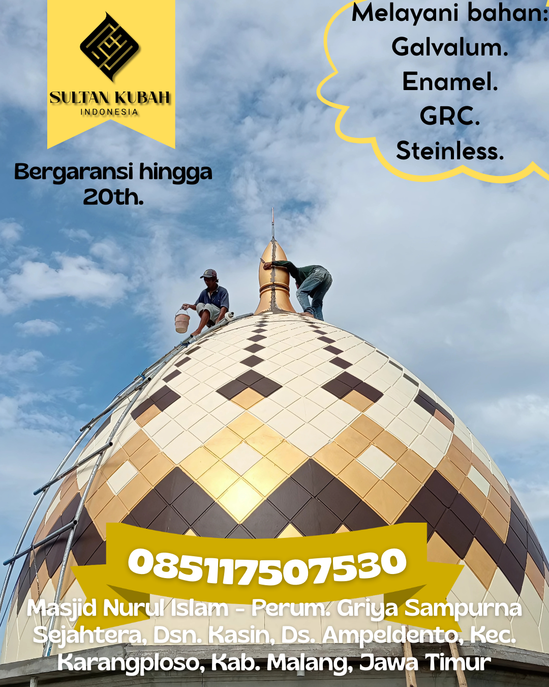 Penjual Kubah Masjid GRC Garansi Resmi dan Kualitas Bagus 085117507530 Rambah Samo — Kab. Rokan Hulu