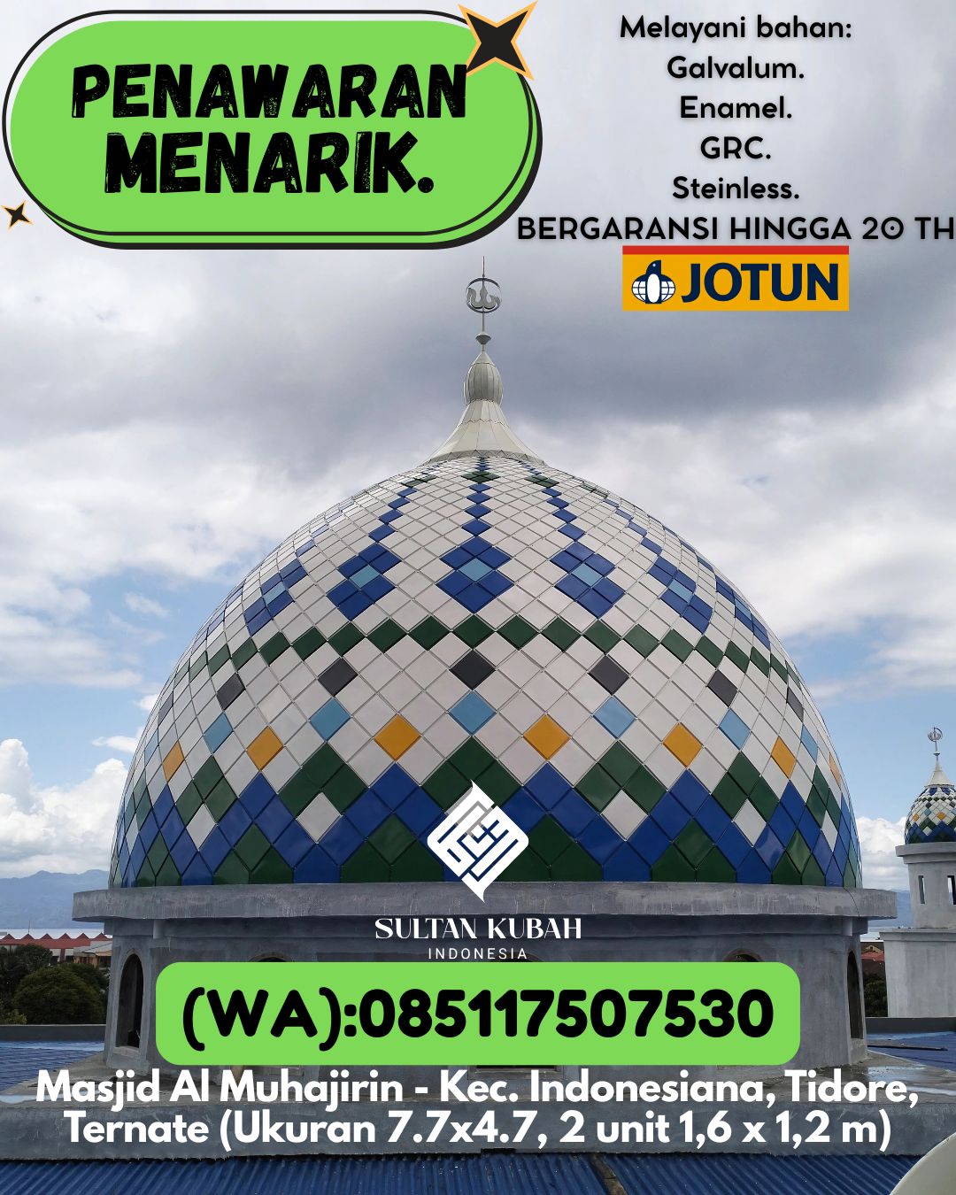 KUBAH MASJID DESAIN ELEGAN DI KEC Pacitan Kota, KAB Pacitan (WA: 085117507530)
