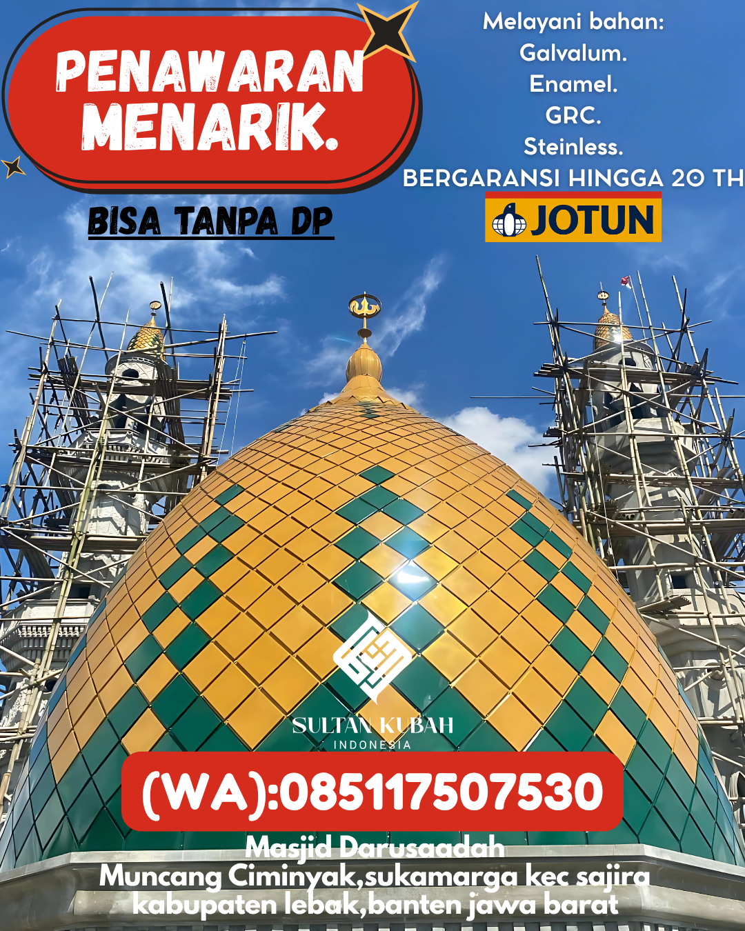 KUBAH MASJID HARGA TERJANGKAU DI KEC Tapalang, KAB Mamuju (WA: 085117507530)
