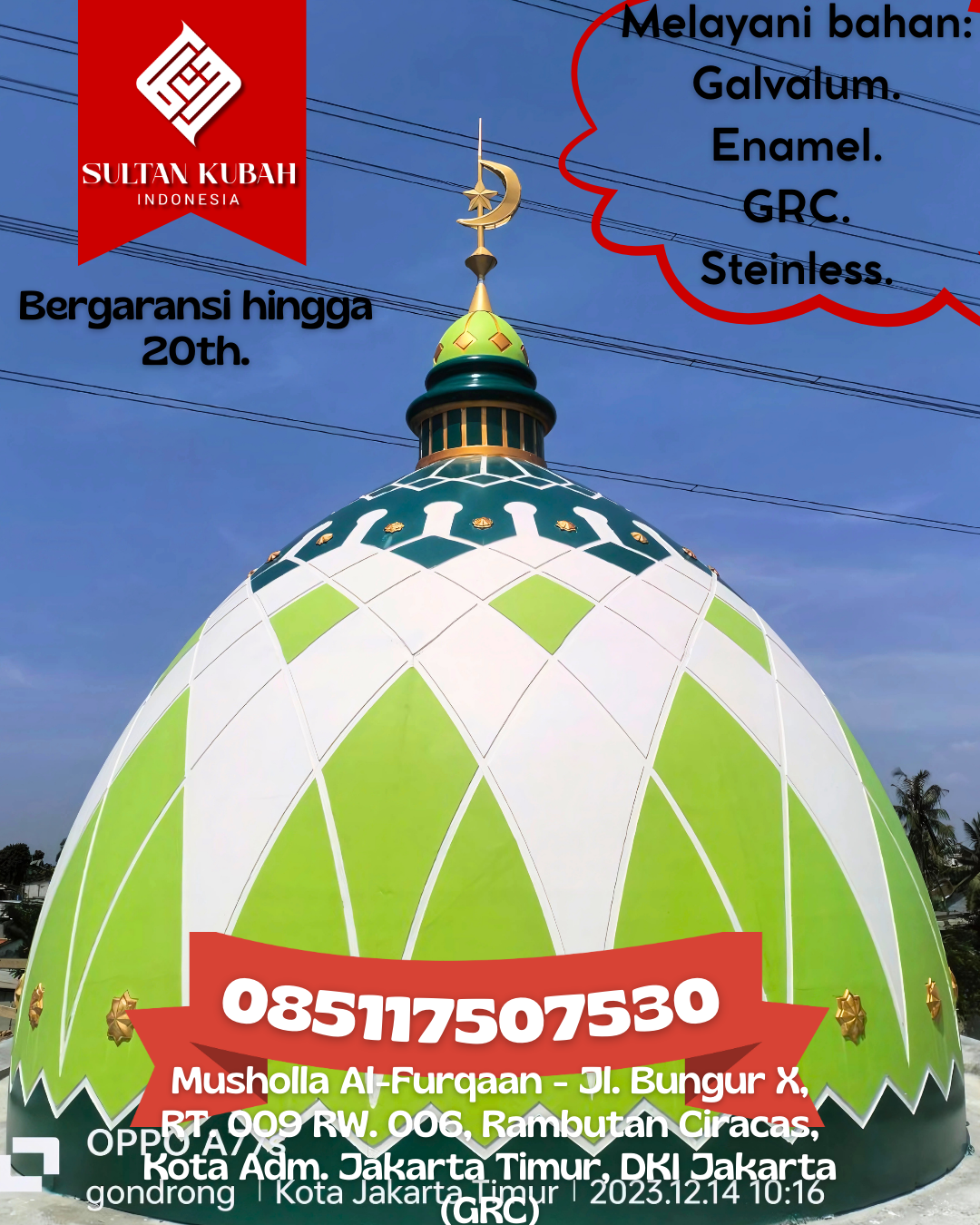 Termurah Kubah GRC Masjid Proyek Rapi Kualitas Garansi Lengkap 085117507530 Tabalar — Kab. Berau