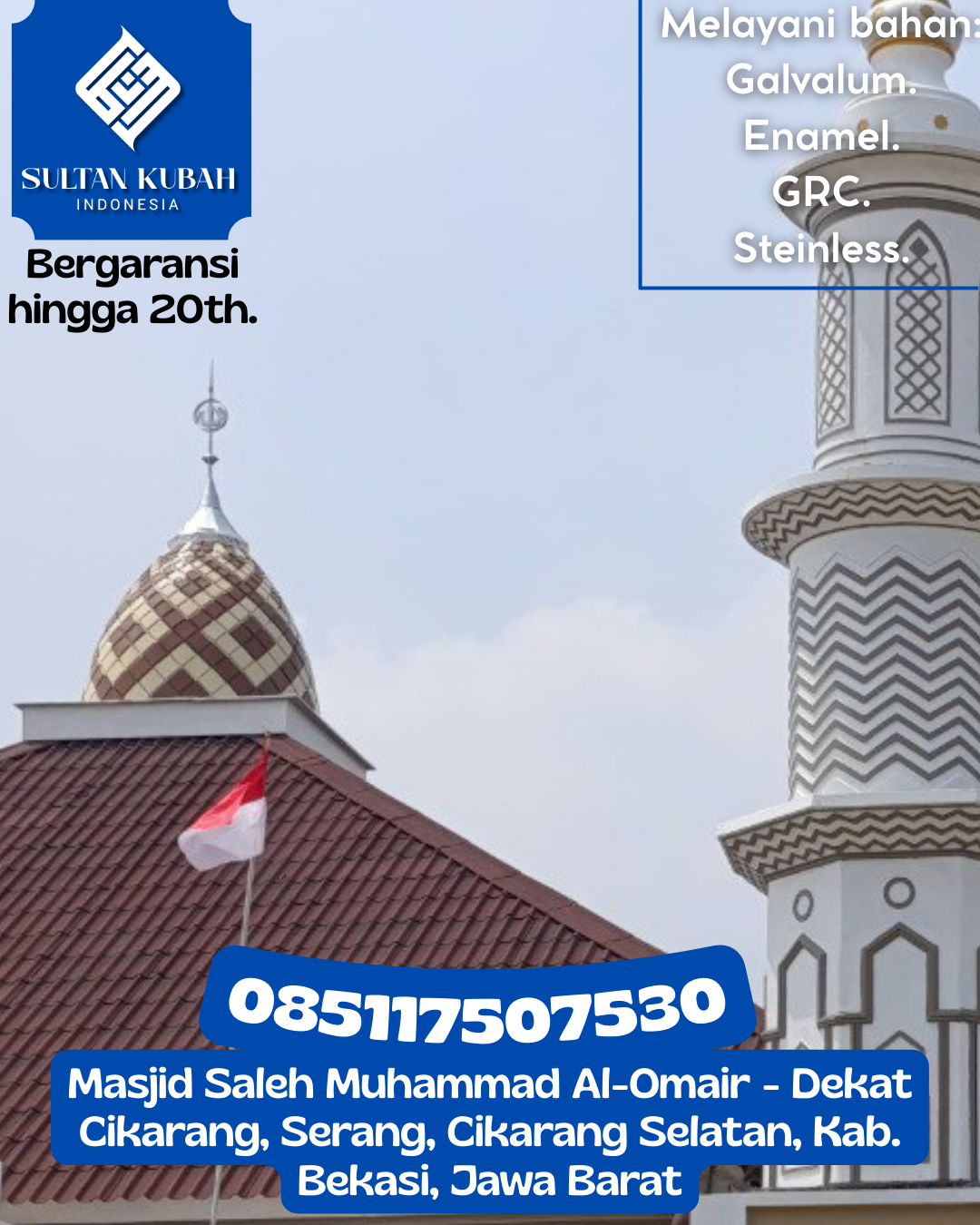 Kubah Masjid Berkualitas Tinggi Garansi Resmi Harga Terjangkau 085117507530 Polongbangkeng Utara – Kabupaten Takalar