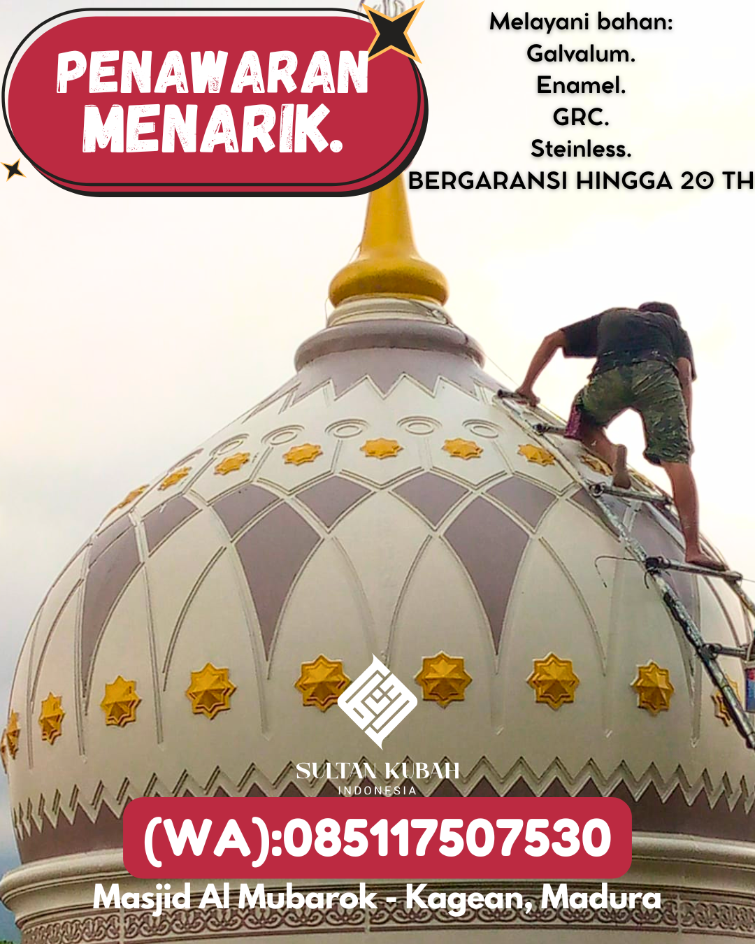 JUAL KUBAH MASJID PREMIUM DI KEC Wonosobo Kota, KAB Wonosobo (WA: 085117507530)