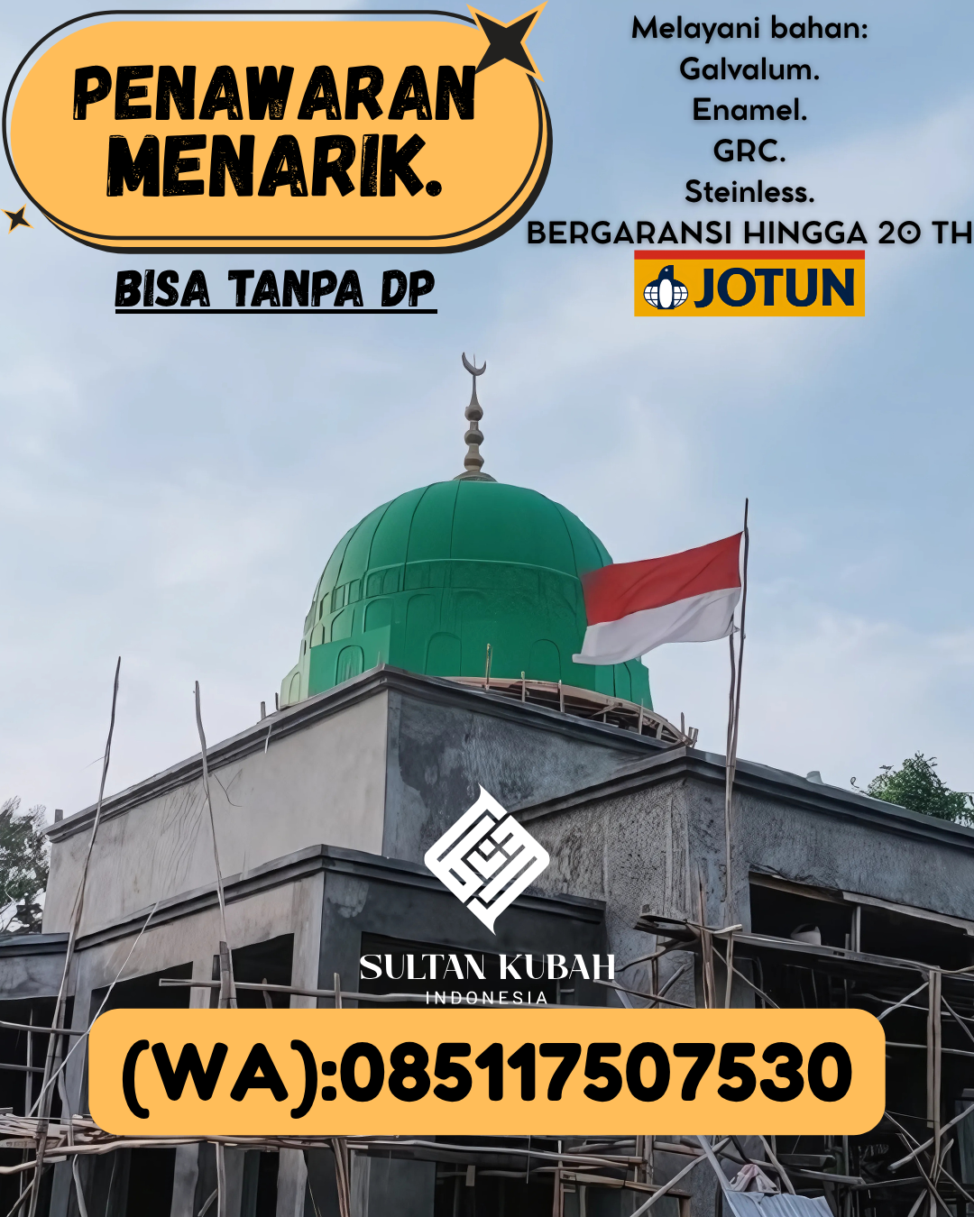 JUAL KUBAH MASJID PREMIUM DI KEC Cakranegara, KOTA Mataram (WA: 085117507530)