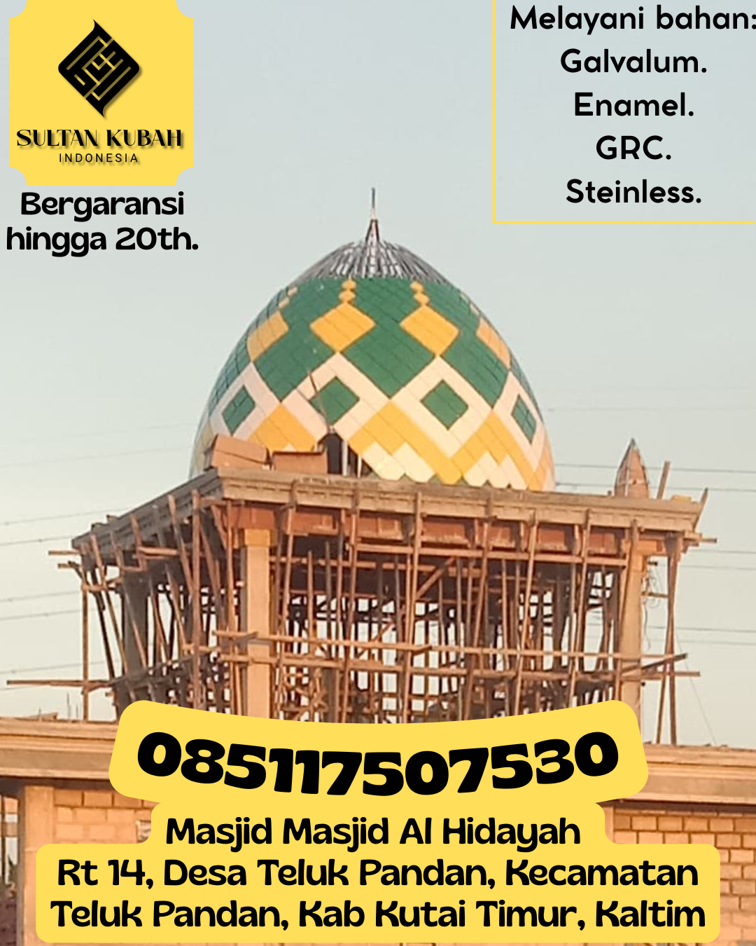 Kubah Masjid Modern dengan Desain Elegan dan Kualitas Tinggi 085117507530 Umbulsari – Kabupaten Jember