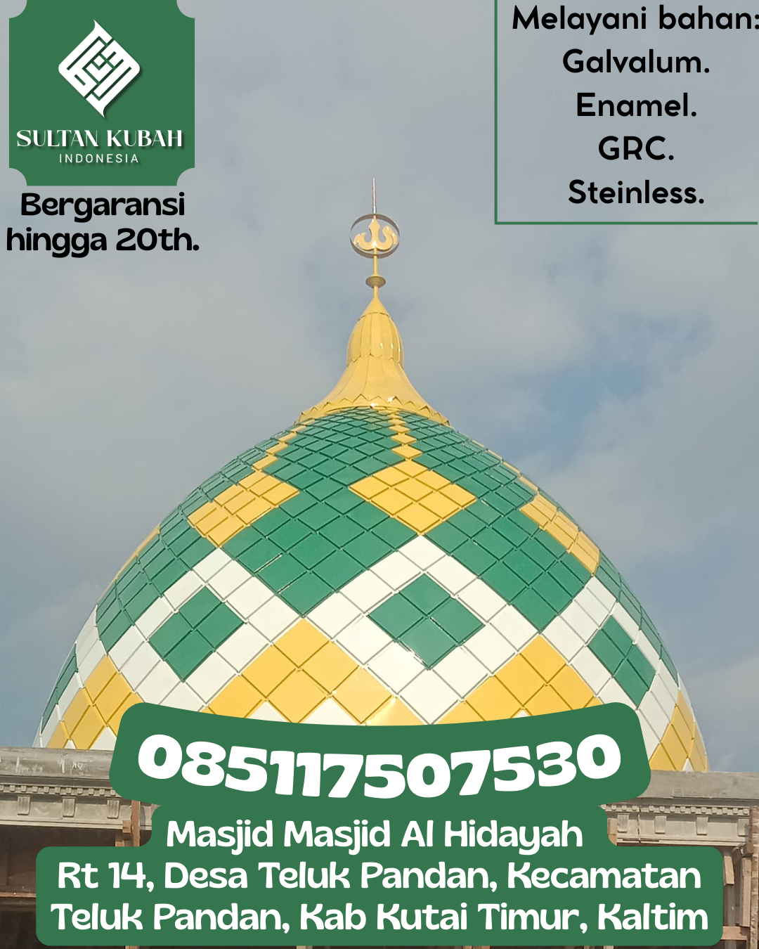 Kubah Masjid Modern Terjangkau Kualitas Premium dan Tahan Lama 085117507530 Jombang – Kabupaten Jember