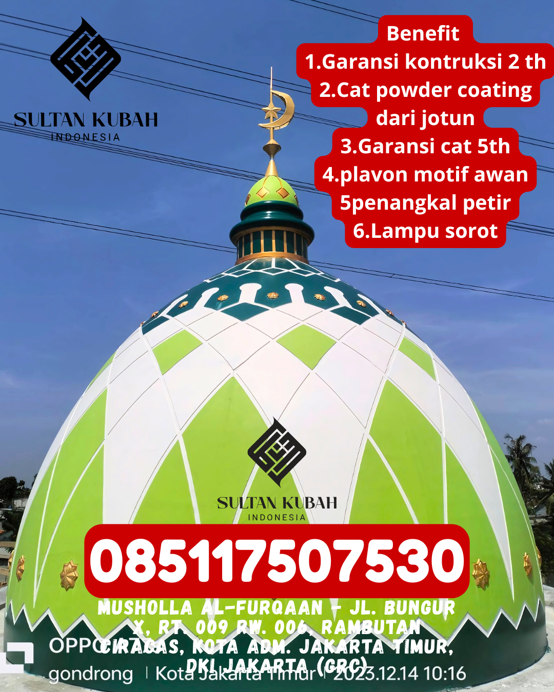 Termurah Penjual Kubah GRC Proyek Masjid Kualitas Standar Nasional Garansi 085117507530 Maiwa – Kabupaten Enrekang