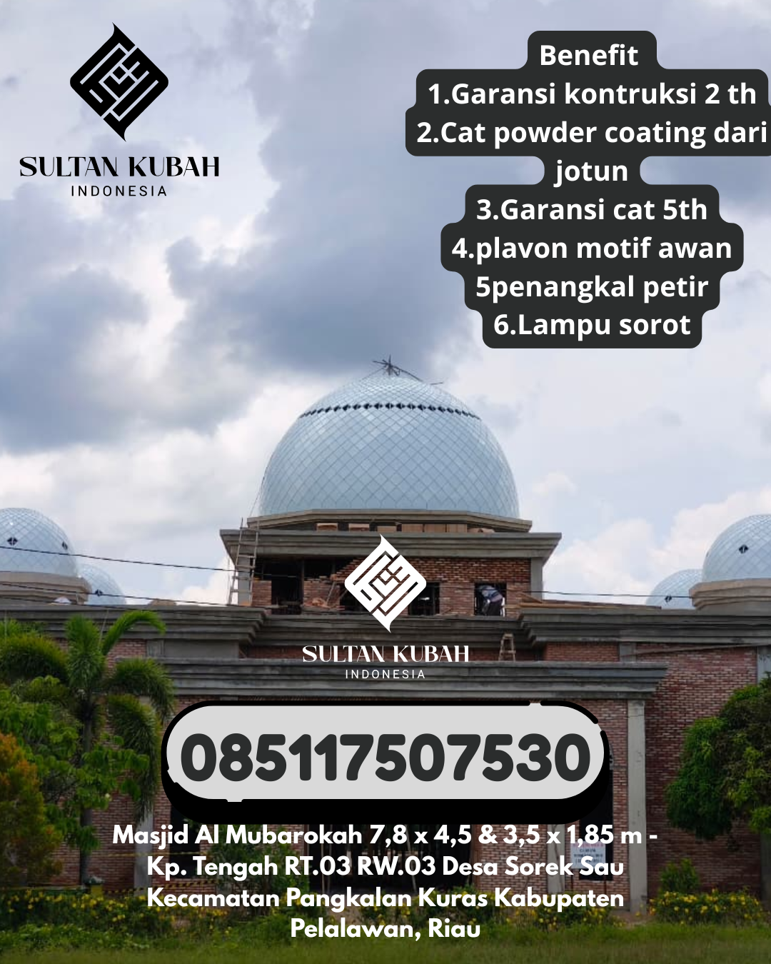 Penjual Kubah Masjid Galvalum Harga Pabrik Garansi 5 Tahun 085117507530 Cariu – Kabupaten Bogor