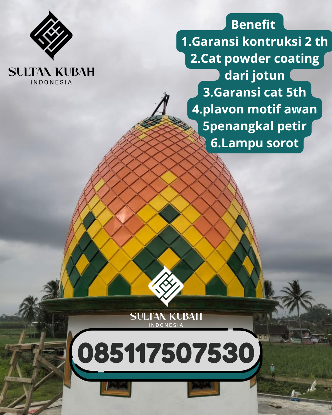 Kubah masjid galvalum standar profesional plus garansi, 085117507530.Pallangga – Kabupaten Gowa