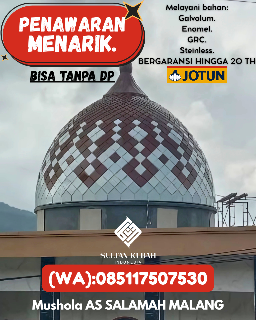 JUAL KUBAH MASJID EKSKLUSIF DI KEC Koba, KAB Bangka Tengah (WA: 085117507530)