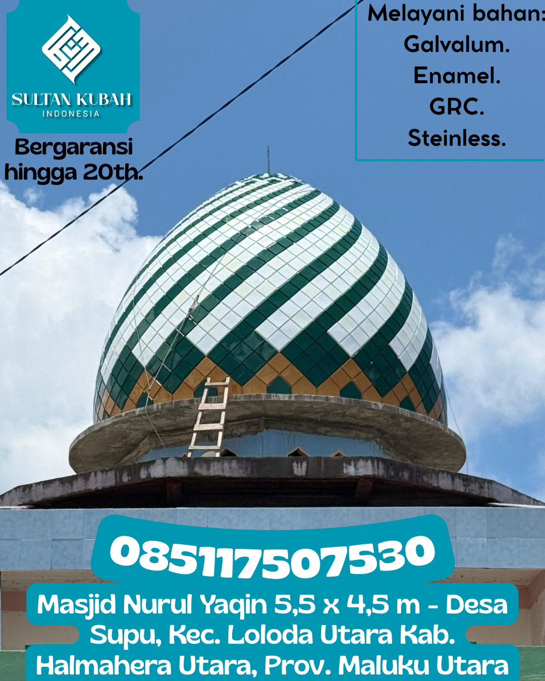 Kubah Masjid Modern Desain Elegan Kualitas Premium Bergaransi 085117507530 Bajeng Barat — Kab. Gowa