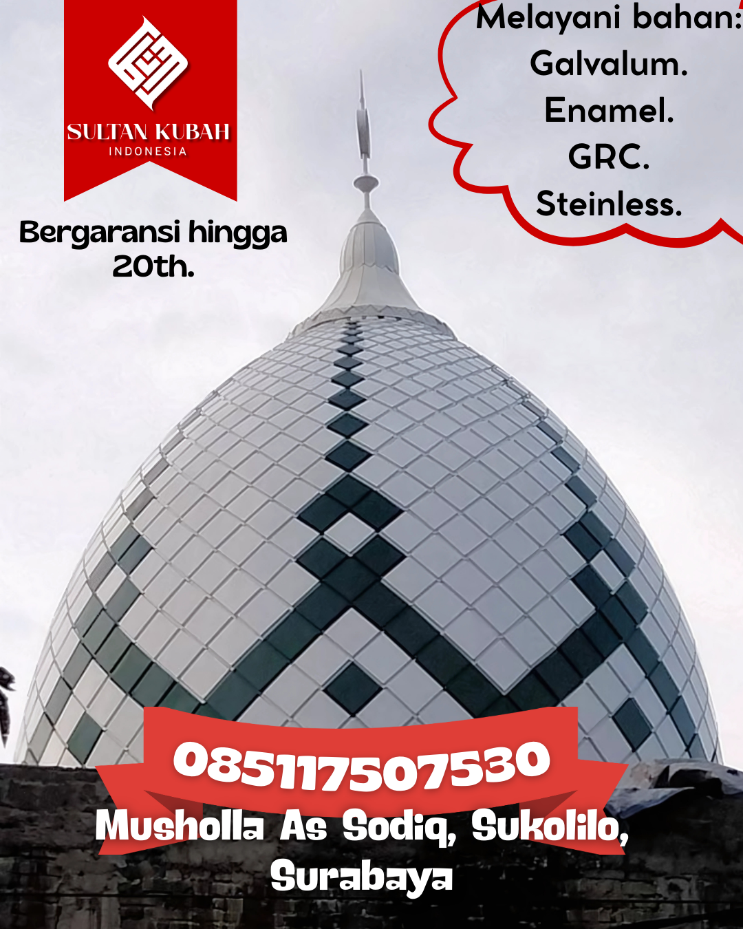 Kubah Masjid Modern dengan Desain Elegan dan Kualitas Tinggi 085117507530 Menggala Timur — Kab. Tulang Bawang