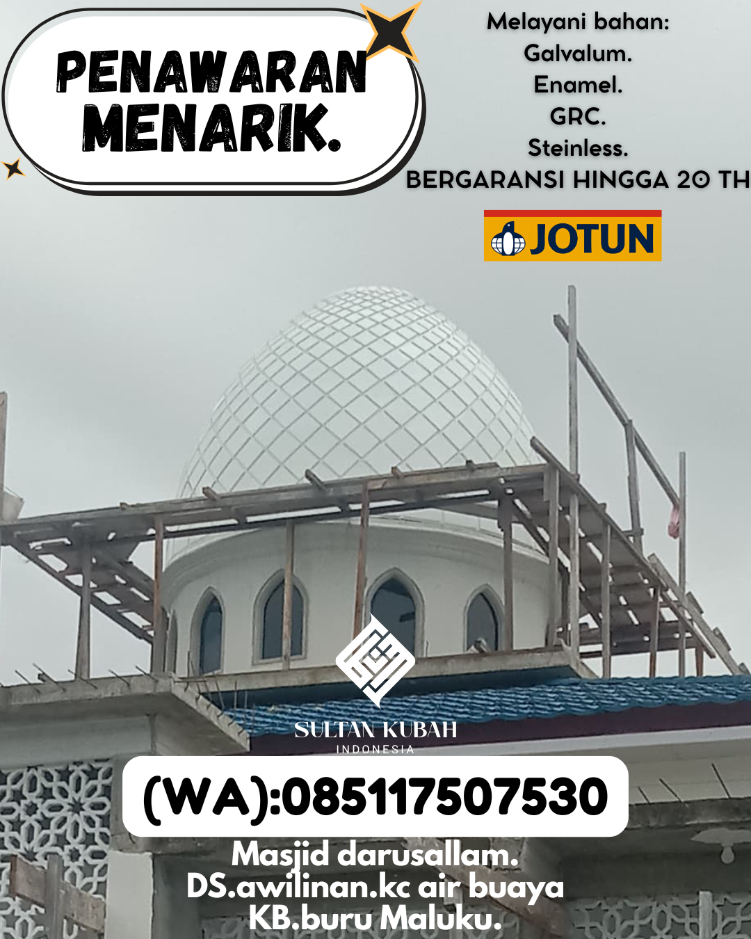 JUAL KUBAH MASJID BERGARANSI DI KEC Makale, KAB Tana Toraja (WA: 085117507530)