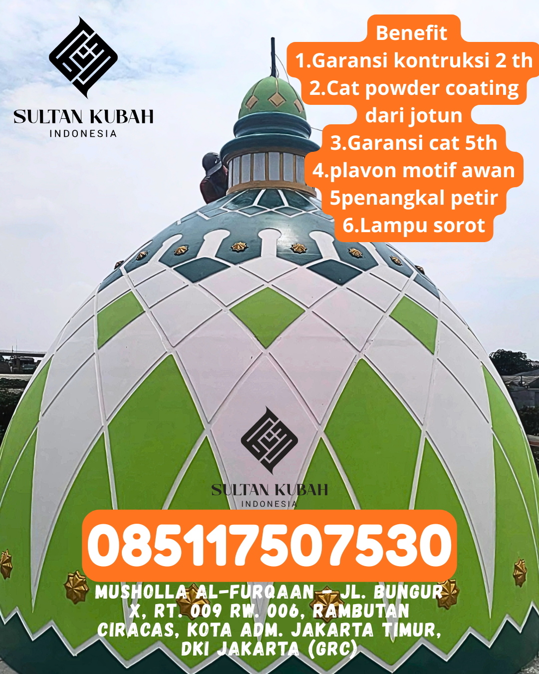 Termurah Kubah Masjid GRC Kualitas Profesional dan Garansi Panjang 085117507530 Cendana – Kabupaten Enrekang