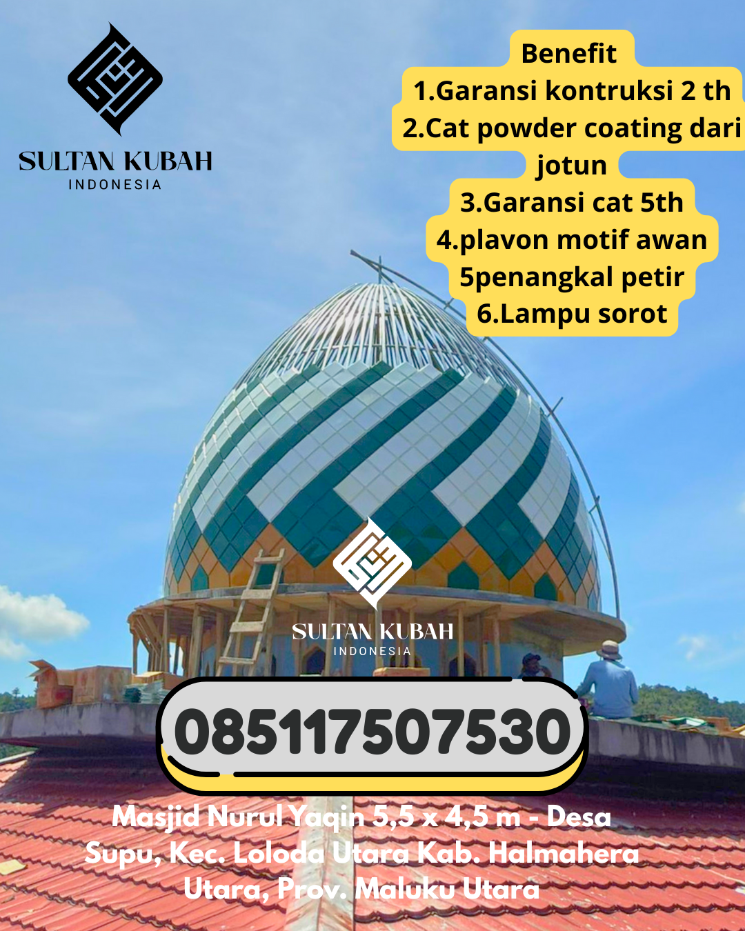 Kubah masjid galvalum mutu tinggi, 085117507530. Kiarapedes – Kabupaten Purwakarta