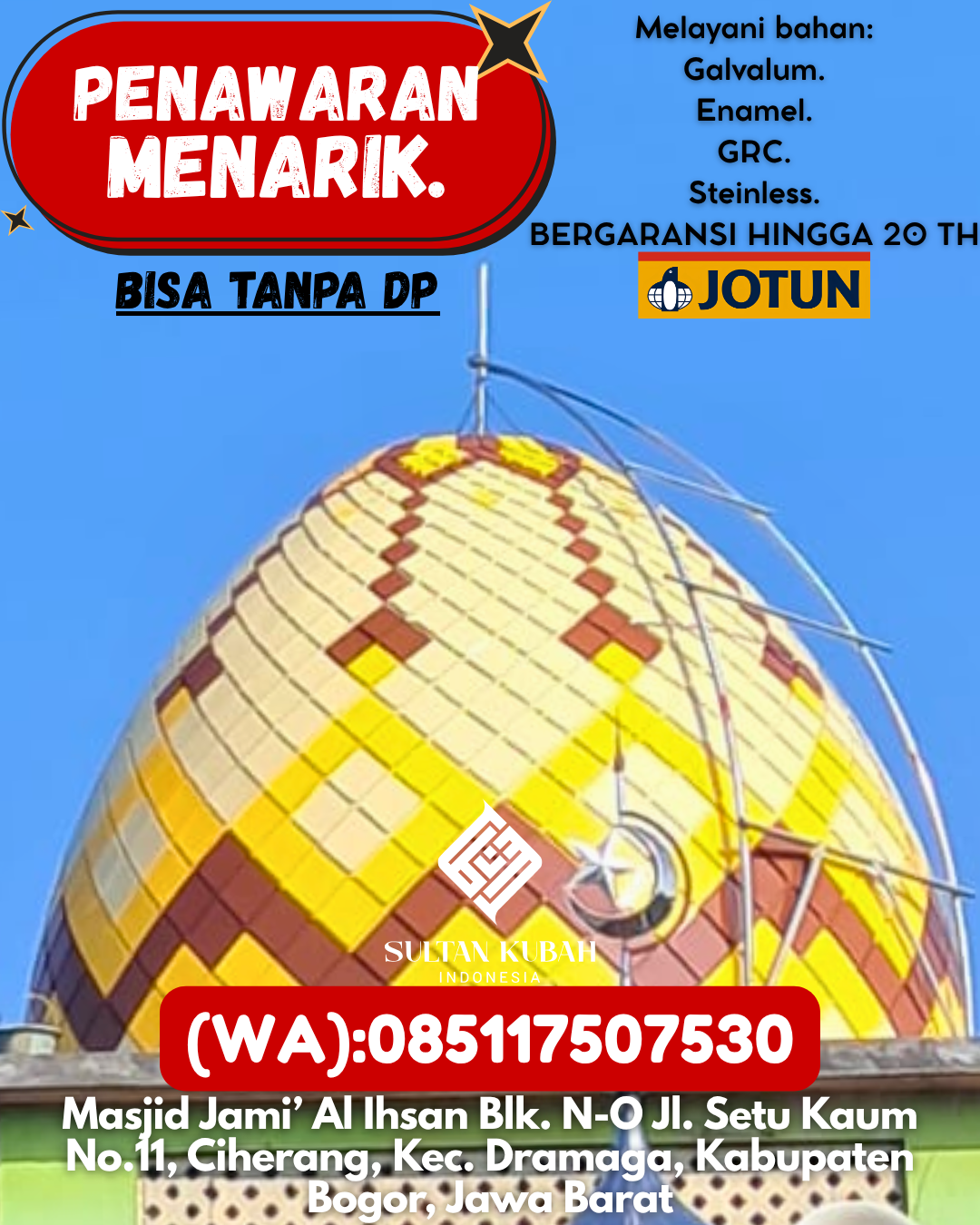 PRODUSEN KUBAH MASJID TAHAN LAMA DI KEC Kolaka Kota, KAB Kolaka (WA: 085117507530)