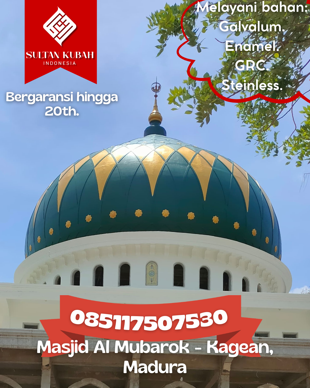 Kubah GRC Masjid Tampilan Elegan Kualitas Terjamin 085117507530 Mentarang — Kab. Malinau