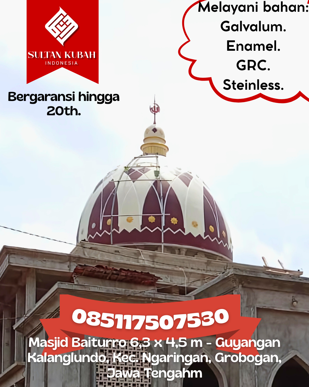 Penjual Kubah Masjid GRC Kualitas Terbaik Bergaransi 085117507530 Batang Cenaku — Kab. Indragiri Hulu