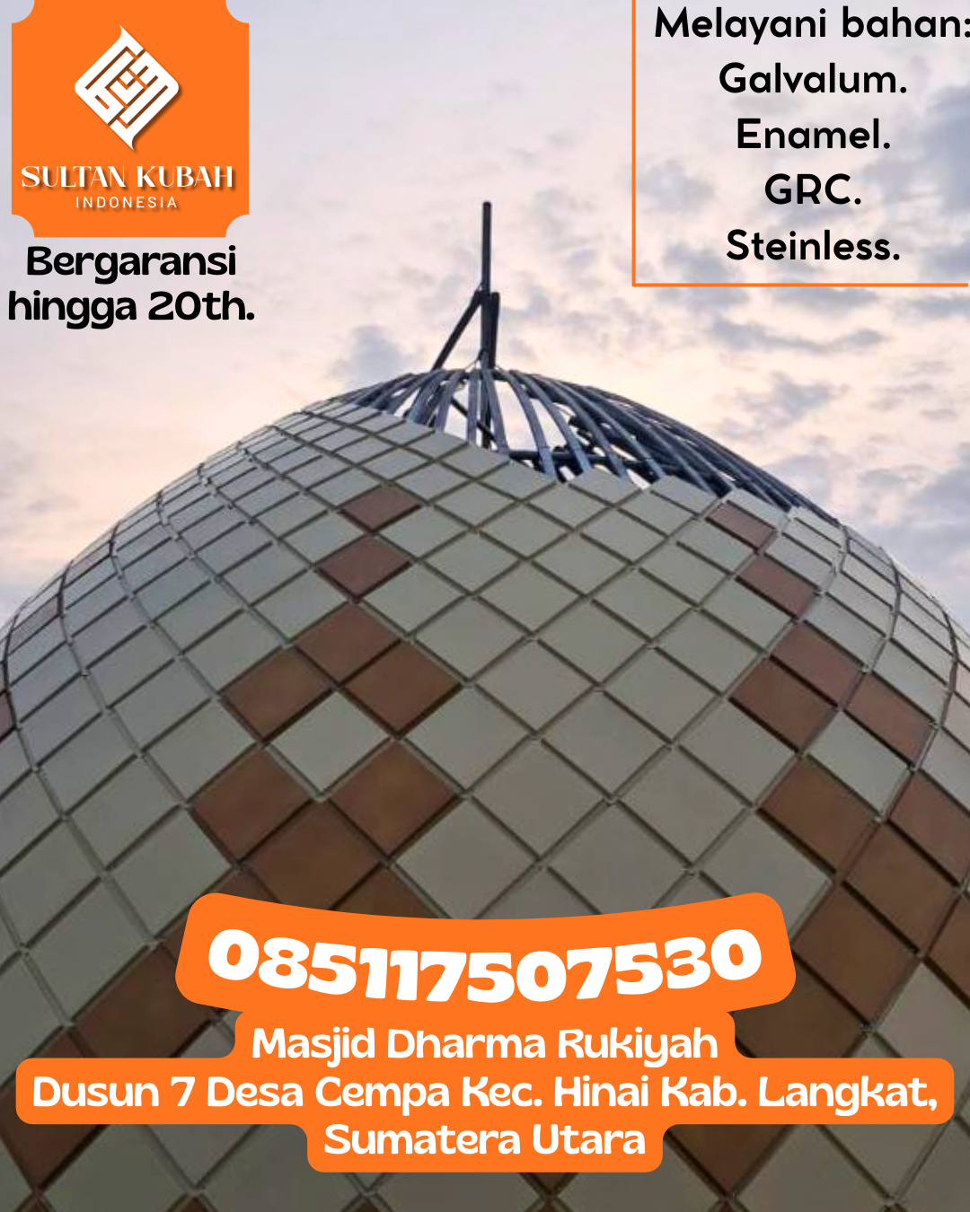 Kubah Masjid Kuat dan Kokoh Bergaransi Resmi 085117507530 Turatea – Kabupaten Jeneponto