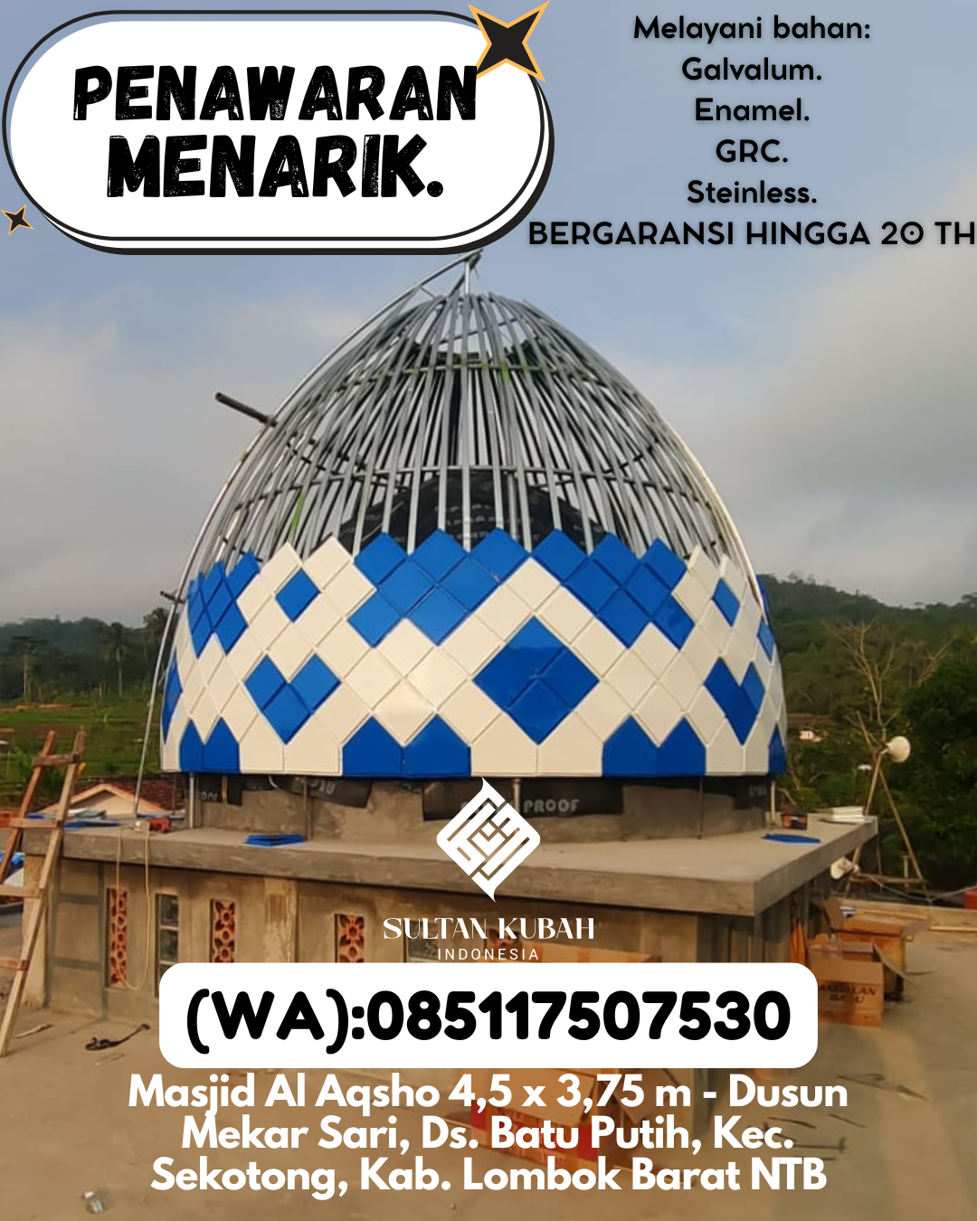PABRIK KUBAH MASJID MODERN DI KEC Watampone, KAB Bone (WA: 085117507530)