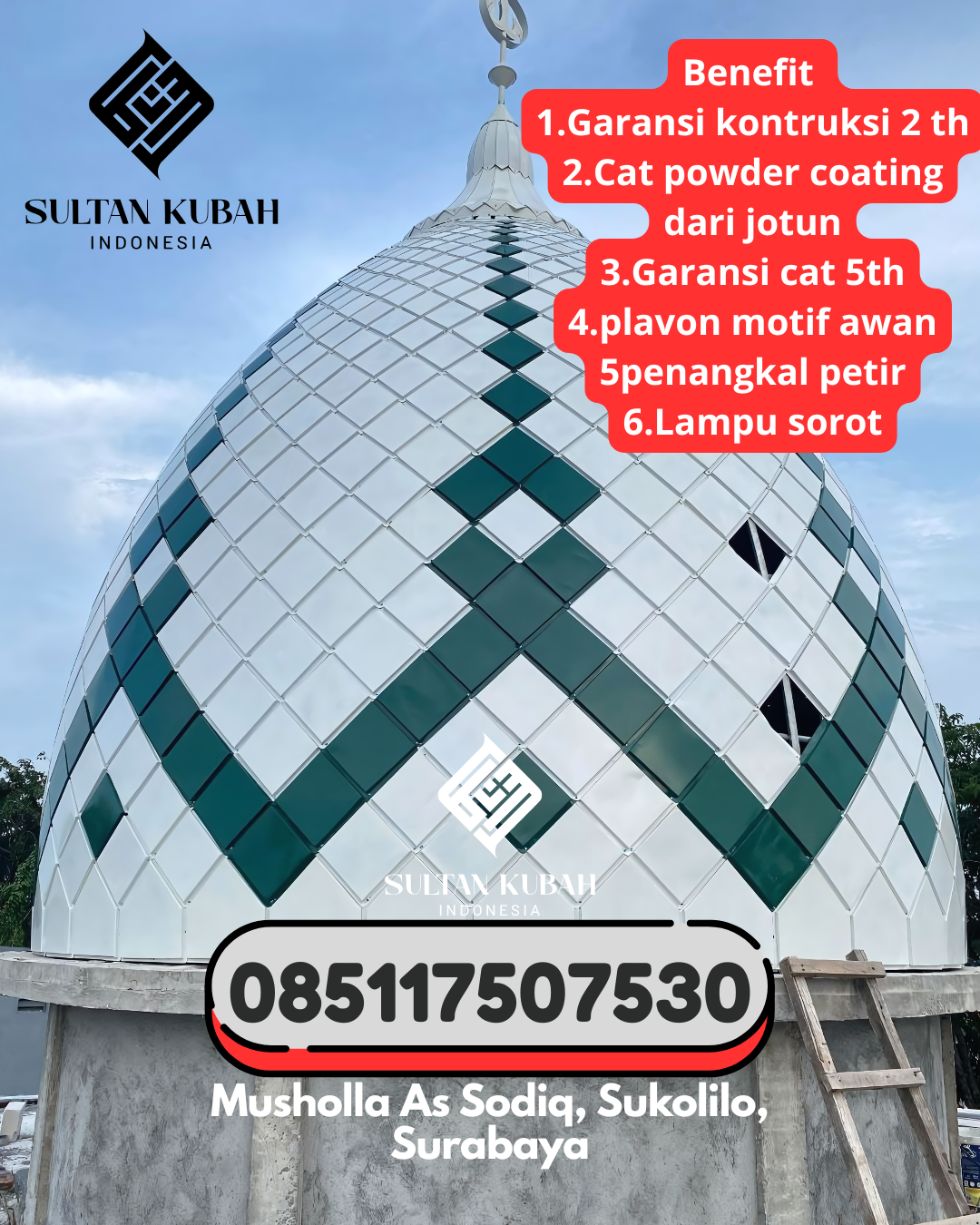 Kubah masjid galvalum berkualitas serta bergaransi, 085117507530.Bengo – Kabupaten Bone