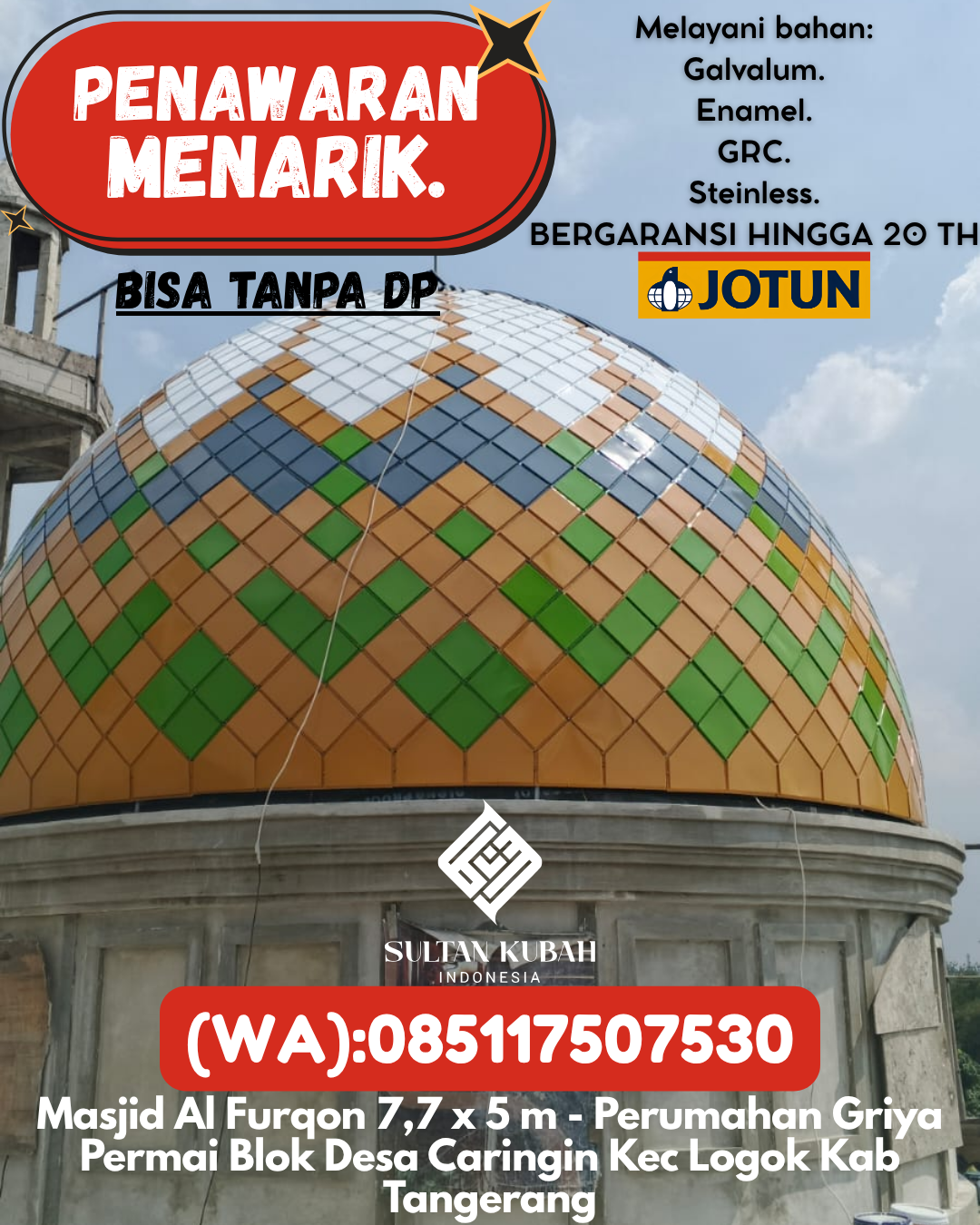 PRODUSEN KUBAH MASJID TAHAN LAMA DI KEC Kepahiang, KAB Kepahiang (WA: 085117507530)