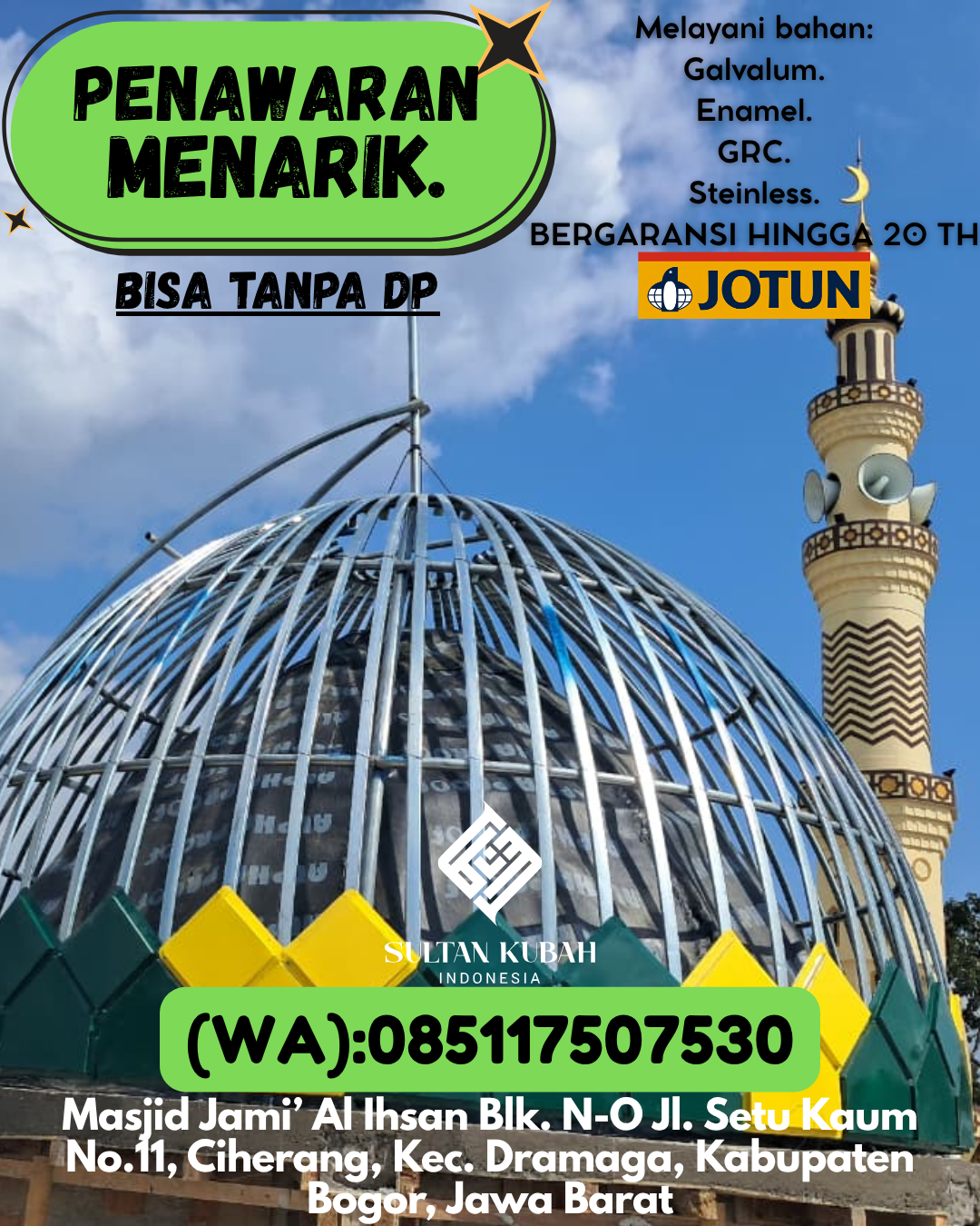 JUAL KUBAH MASJID EKSKLUSIF DI KEC Malinau Kota, KAB Malinau (WA: 085117507530)