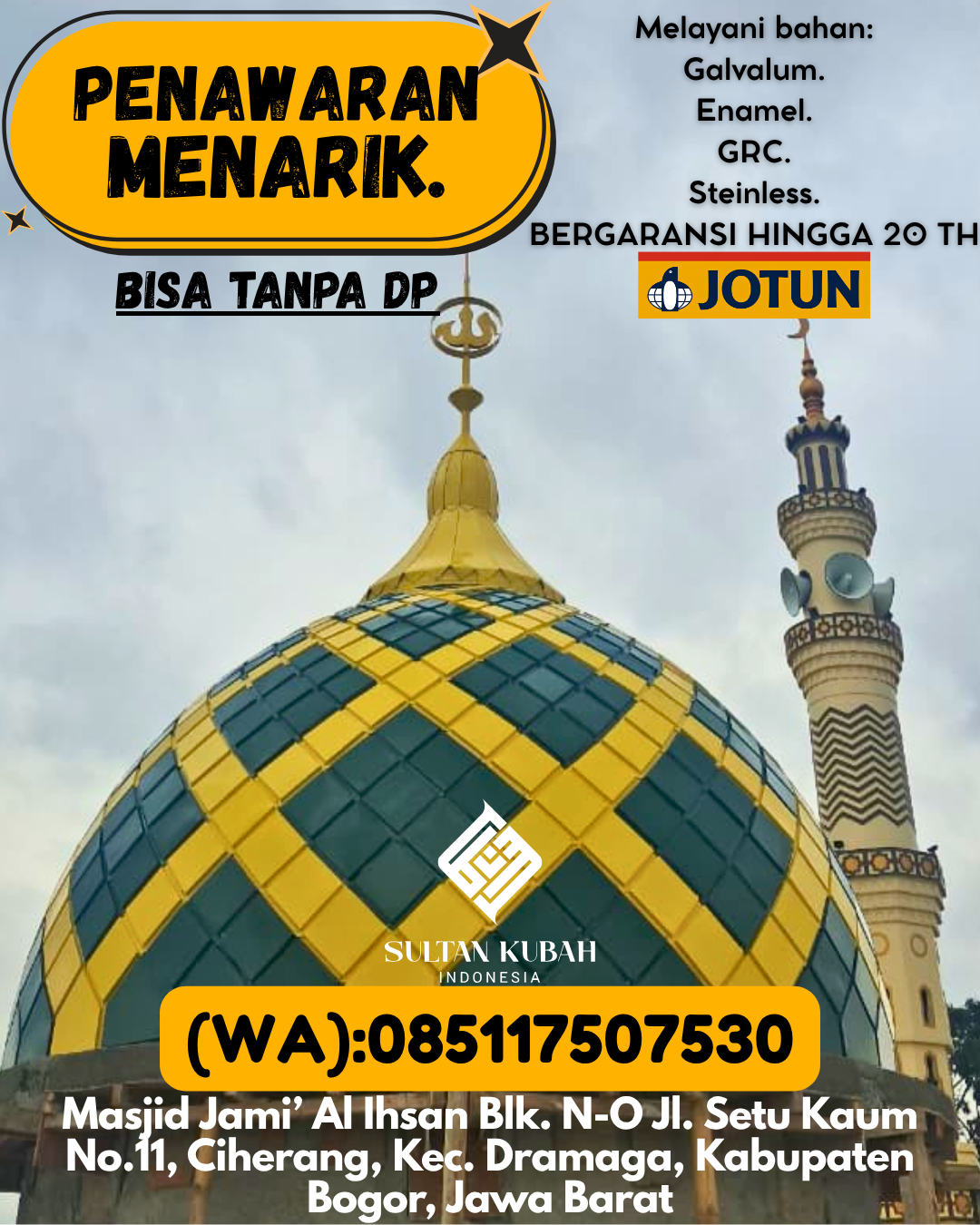 PUSAT KUBAH MASJID BERKUALITAS DI KEC Murhum, KOTA Baubau (WA: 085117507530)