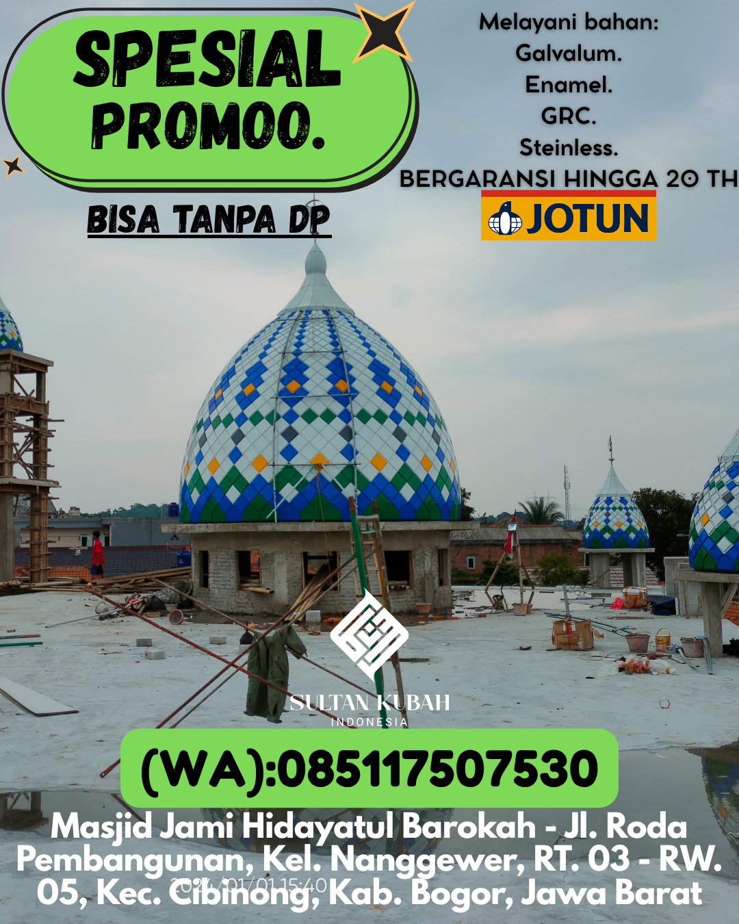JUAL KUBAH MASJID DESAIN ELEGAN DI KEC Waisai, KAB Raja Ampat (WA: 085117507530)