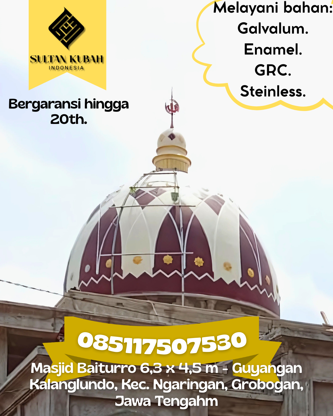 Kubah Masjid Modern Desain Elegan Kualitas Premium Bergaransi 085117507530 Bongkal Malang — Kab. Indragiri Hulu