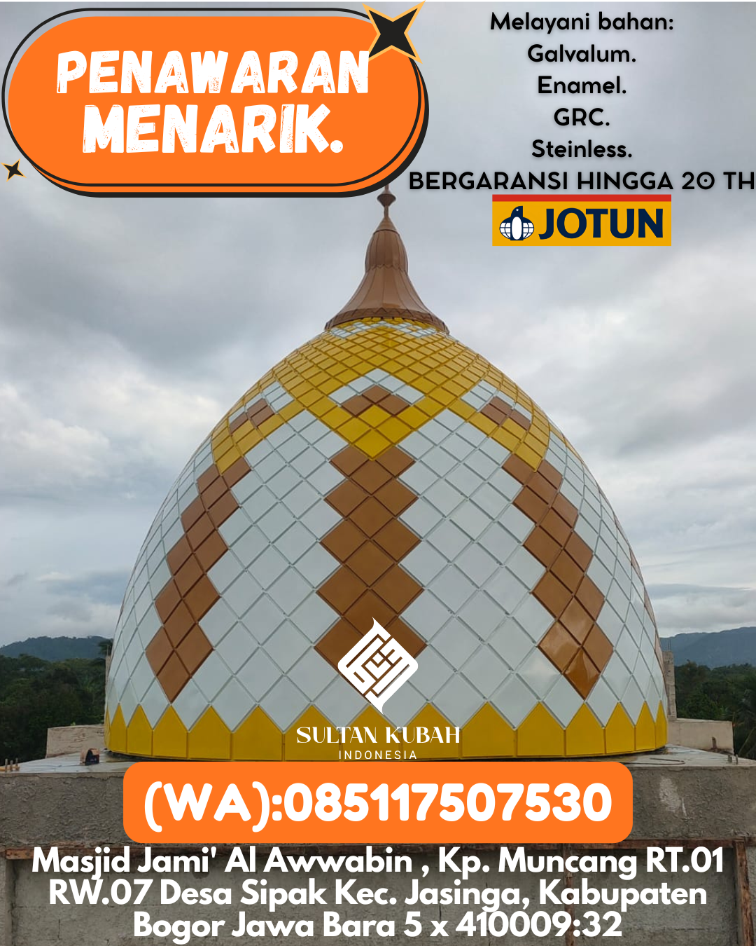 JUAL KUBAH MASJID EKSKLUSIF DI KEC Ngawi Kota, KAB Ngawi (WA: 085117507530)