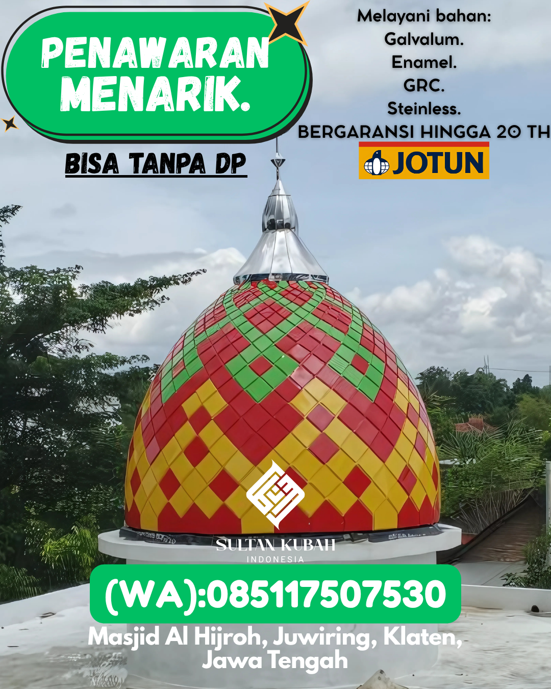 PRODUSEN KUBAH MASJID TAHAN LAMA DI KEC Majene, KAB Majene (WA: 085117507530)