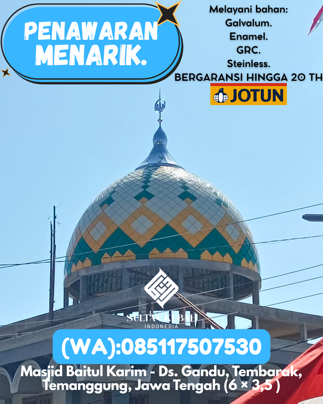 KUBAH MASJID HARGA TERJANGKAU DI KEC Balikpapan Selatan, KOTA Balikpapan (WA: 085117507530)