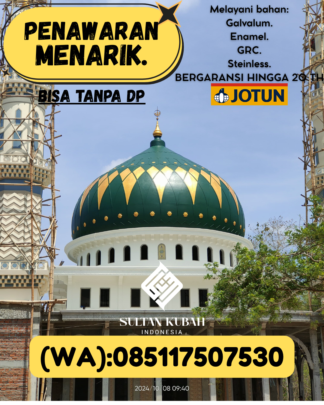 JUAL KUBAH MASJID EKSKLUSIF DI KEC Tanjung, KAB Lombok Utara (WA: 085117507530)