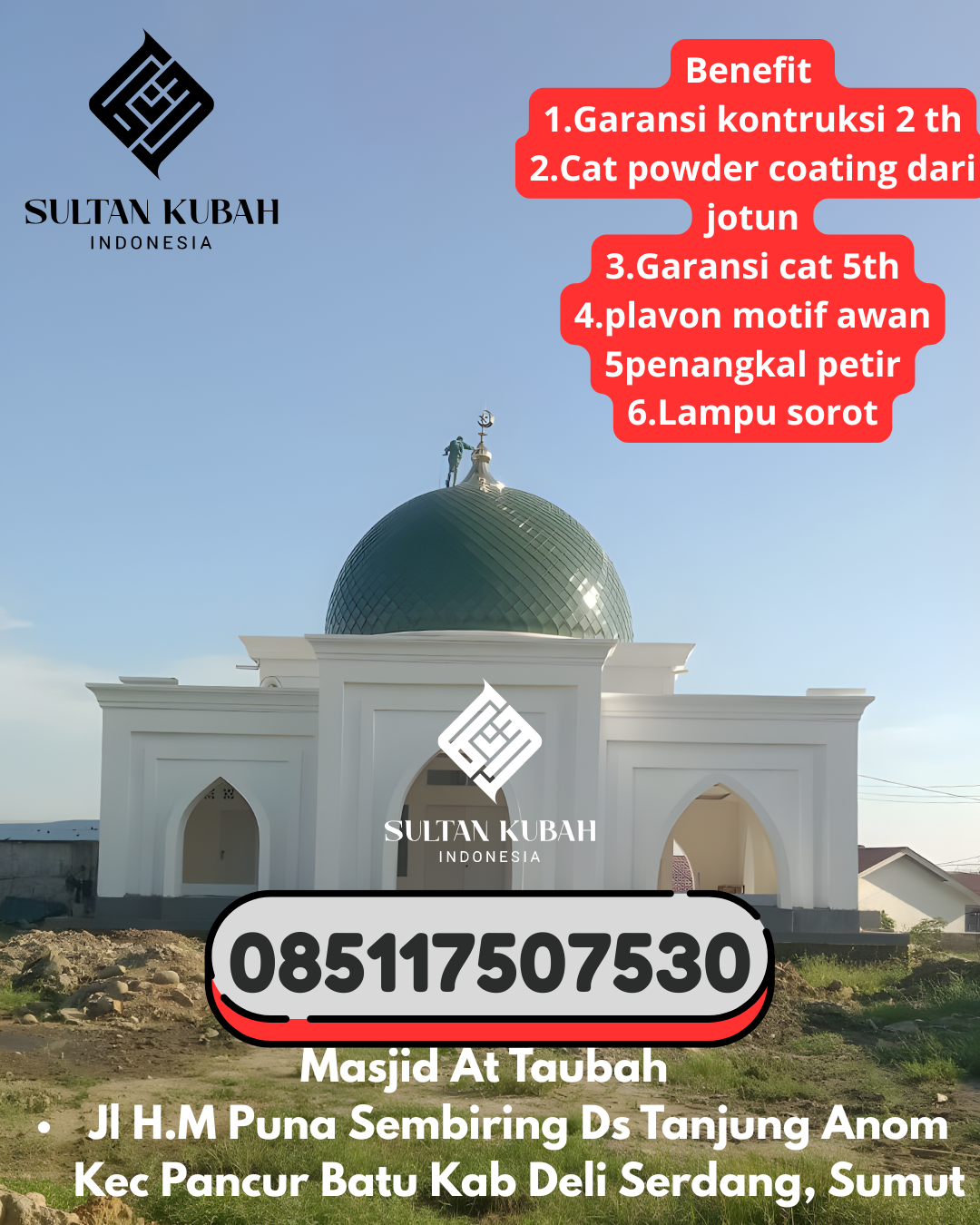 Kubah masjid galvalum berkualitas dan terjamin, 085117507530 Karawang Barat – Kabupaten Karawang